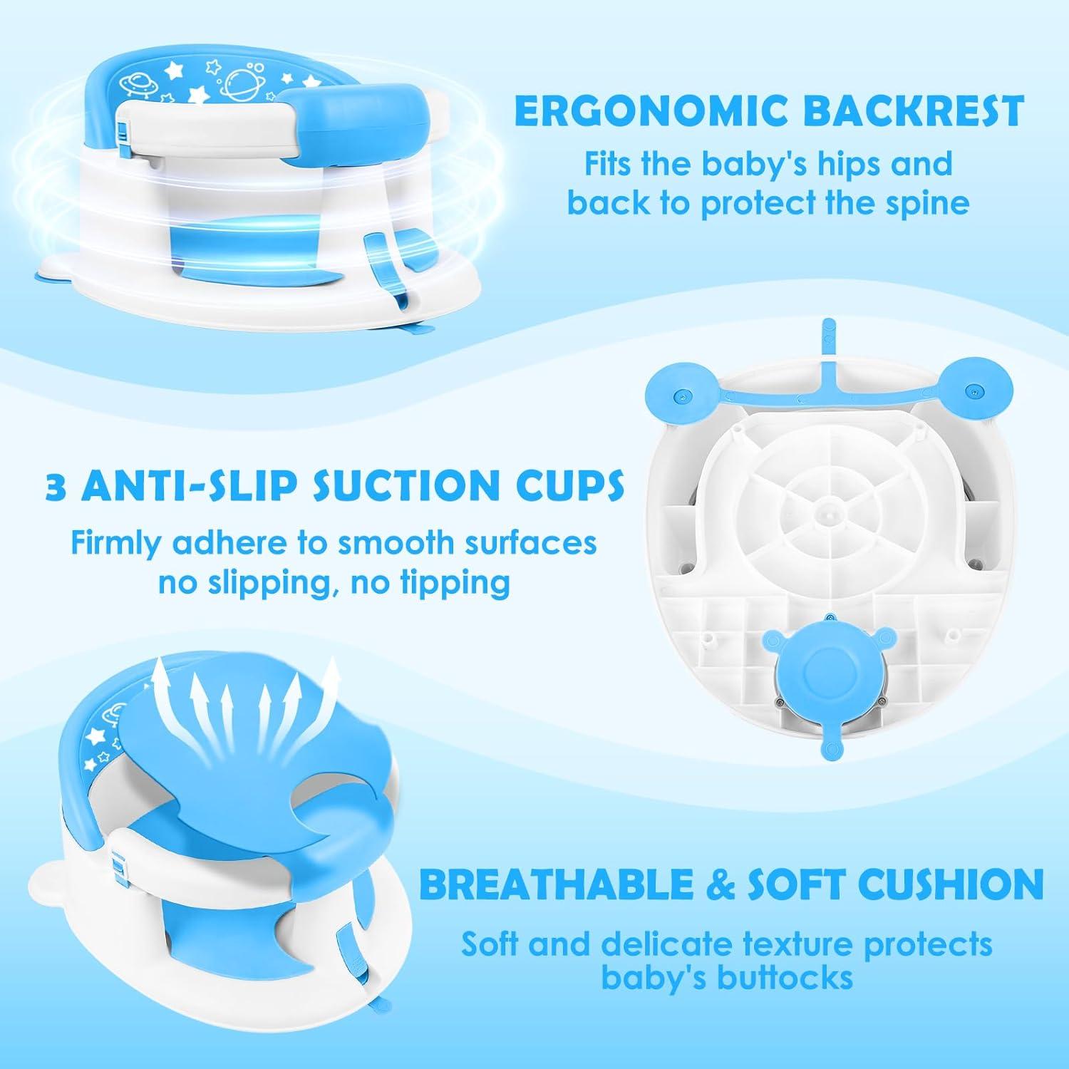 Asiento de Baño Antideslizante para Bebés Azul - 6 Meses+