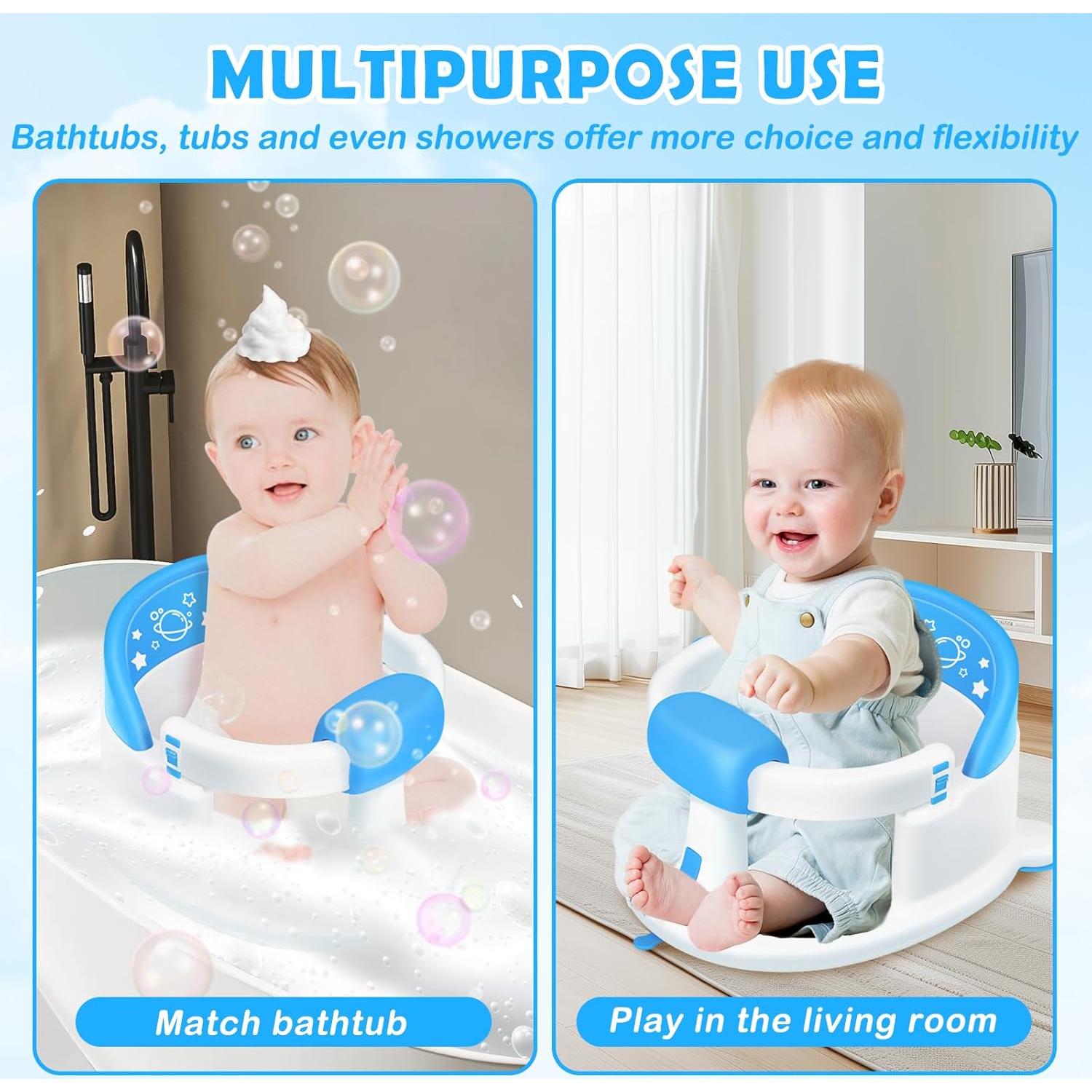 Asiento de Baño Antideslizante para Bebés Azul - 6 Meses+
