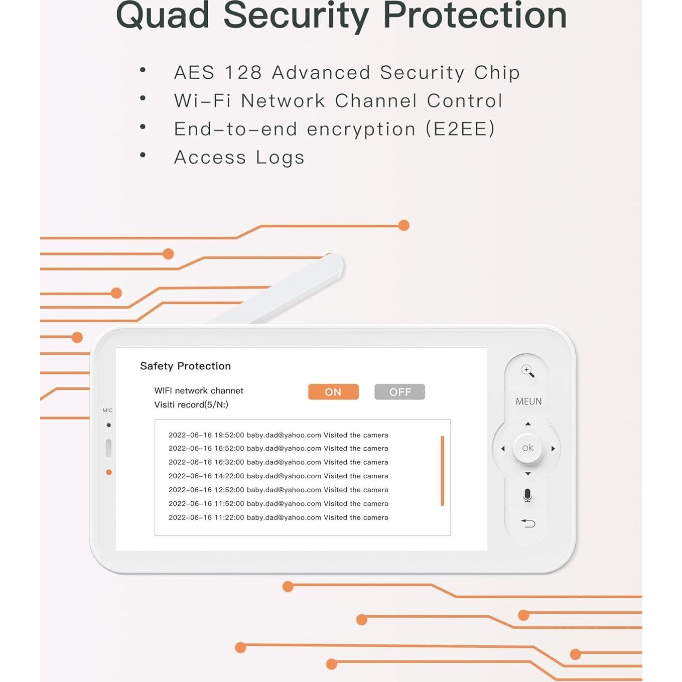 Monitor de Bebé Arenti B2 con 2 Cámaras y Pantalla 5"