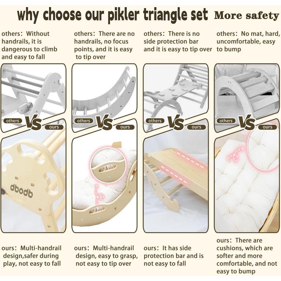 Conjunto Triángulo Pikler 7en1 dbodb Plegable Escalada Madera
