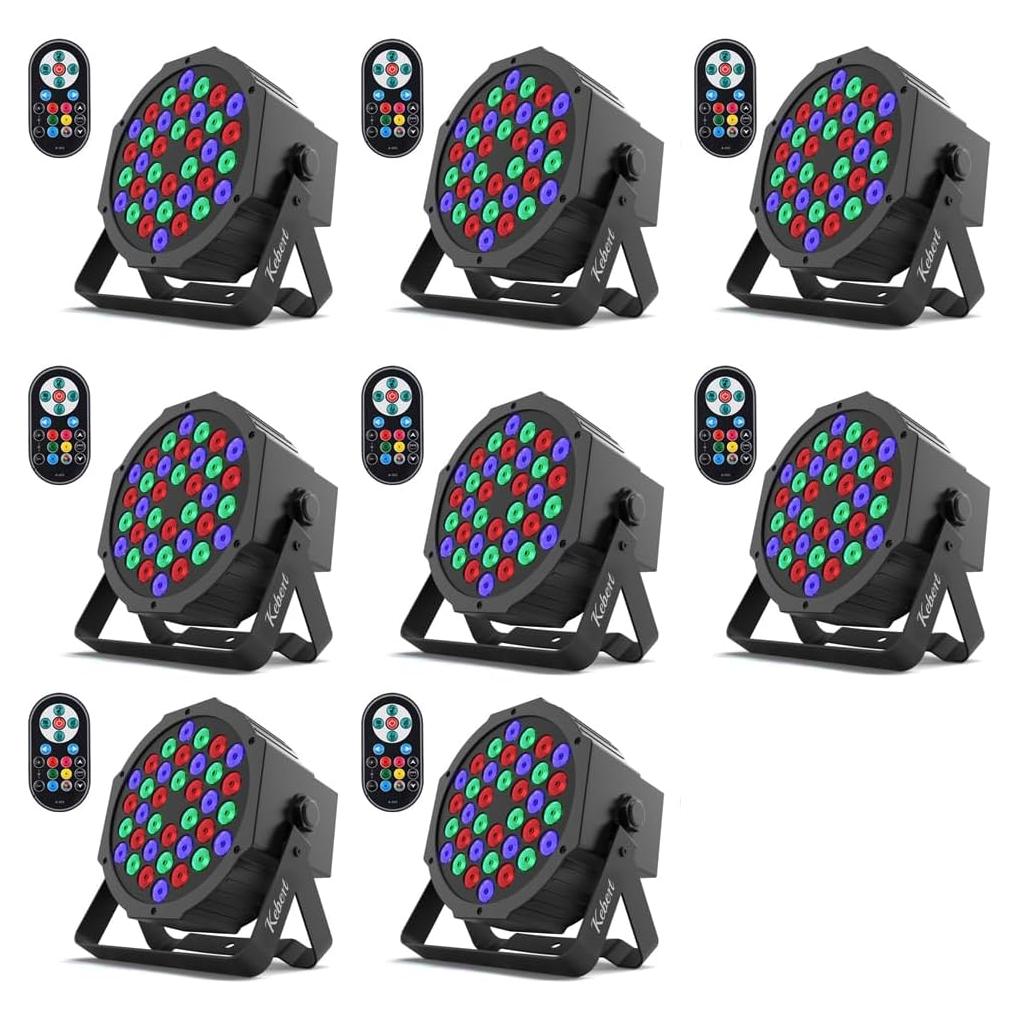 Luces Par LED RGB Kebert 36 LEDs - Paquete de 8, Control Remoto