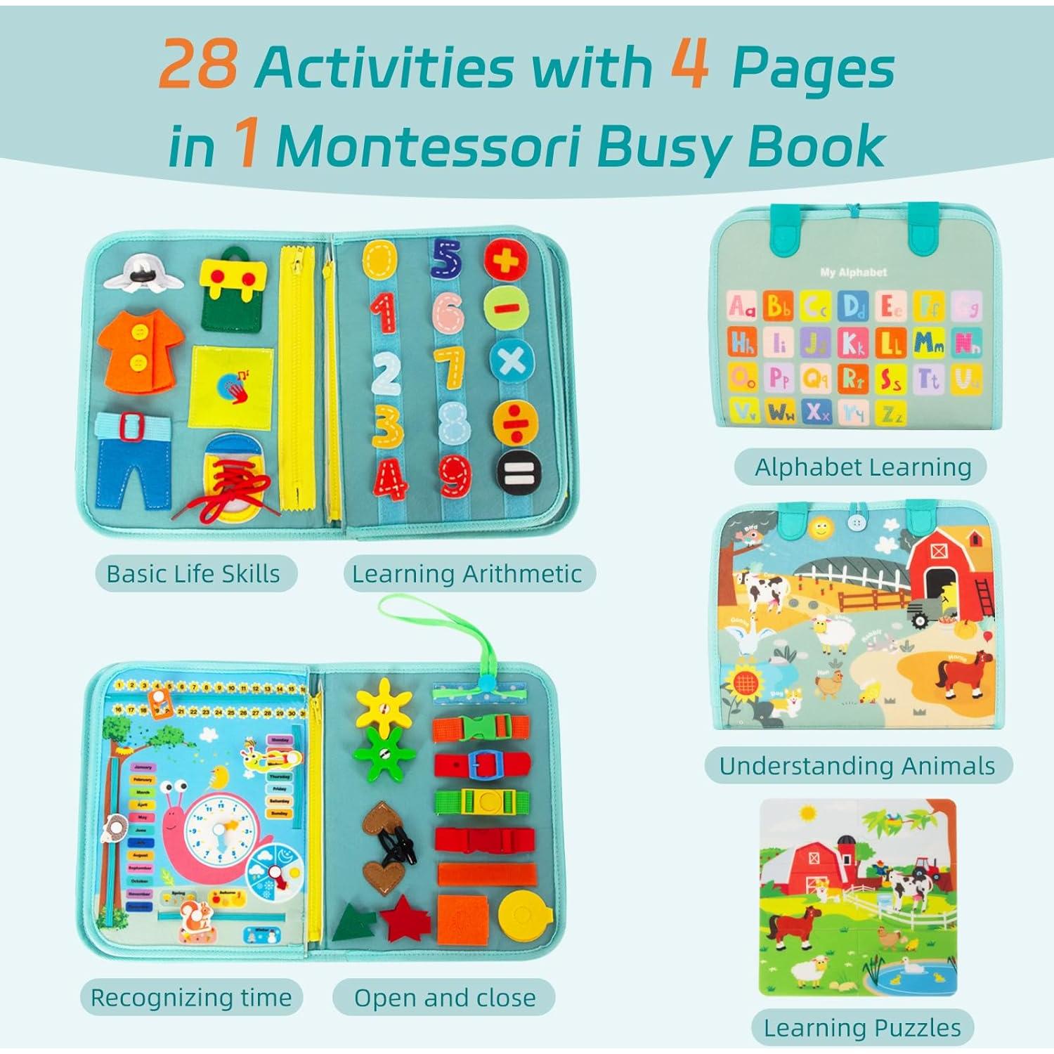 Tablero Ocupado Montessori Verde 28 Actividades para Niños