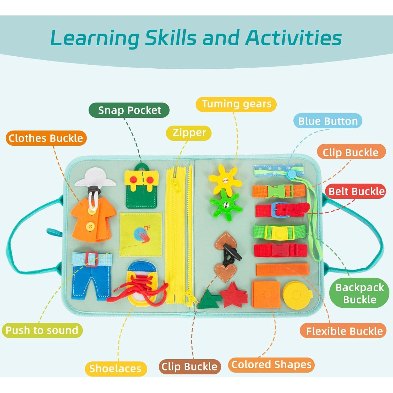 Tablero Ocupado Montessori Verde 28 Actividades para Niños