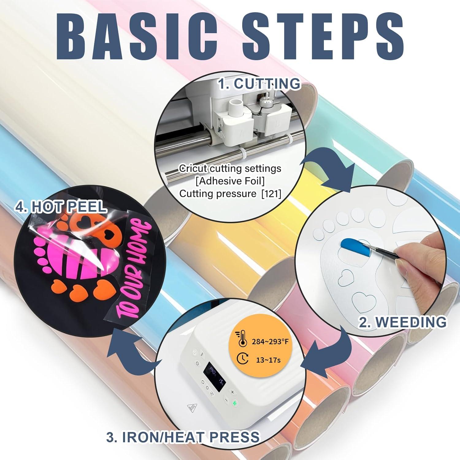 Puff HTV Vinilo de Transferencia de Calor Yiwloer 30Pcs 30.48x25.4cm