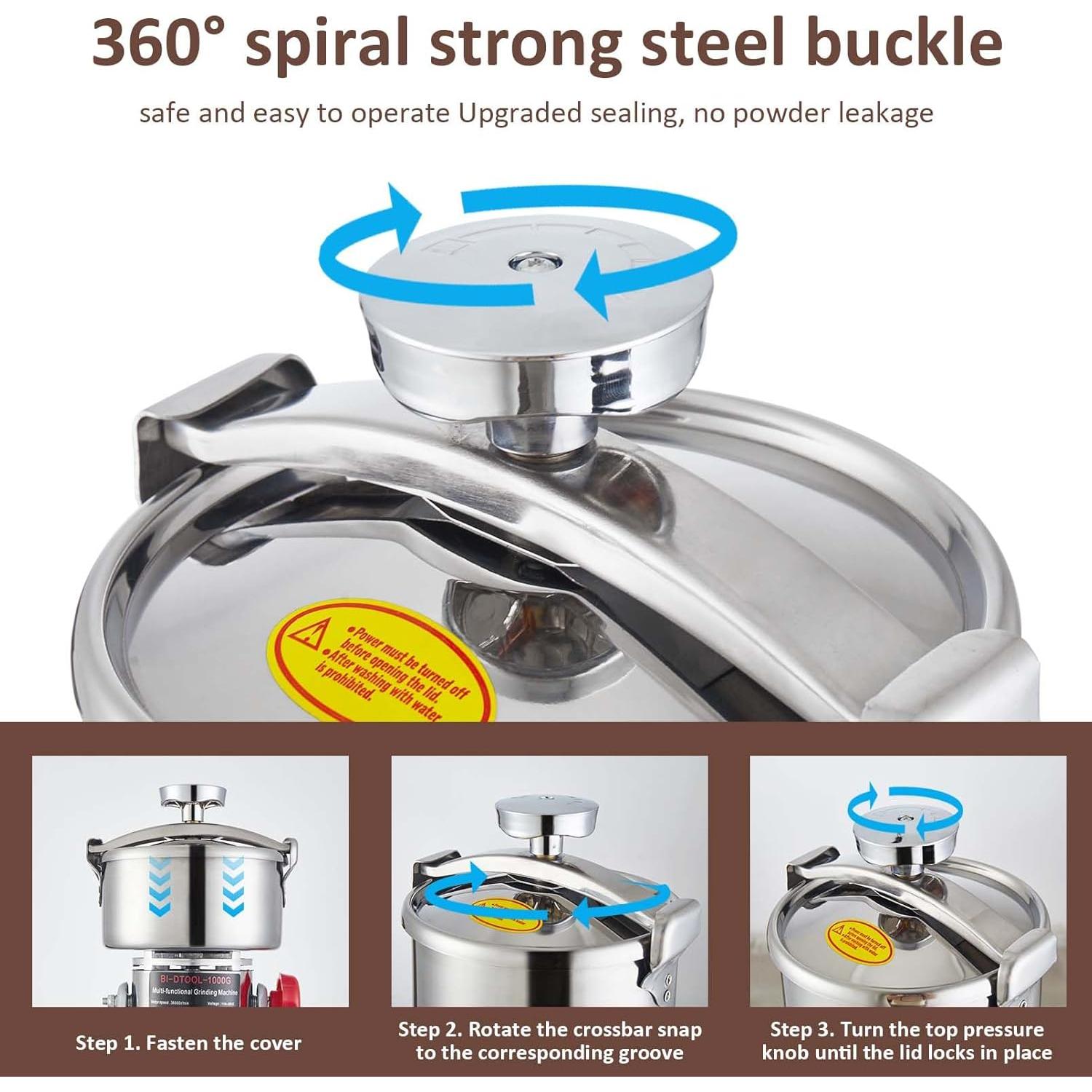 Molino de Grano Eléctrico BI-DTOOL 800g 2000W Acero Inoxidable