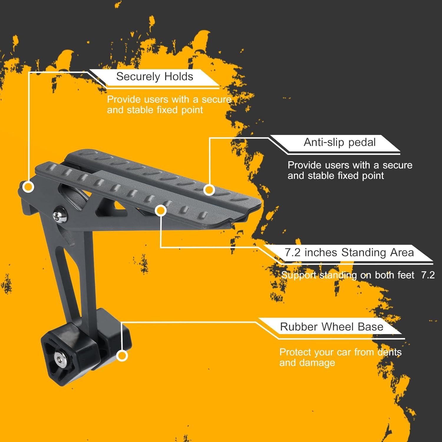 Escalón Plegable COWVIE para Puerta de Auto Negro - Acceso Techo SUV