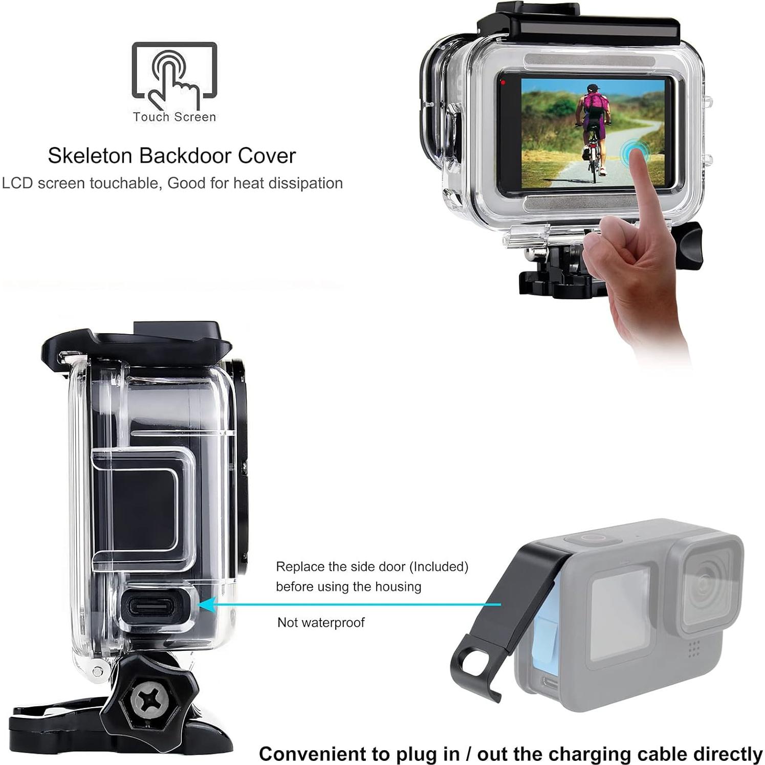 Funda Esqueleto SOONSUN para GoPro HERO 9-13 Negra con Puerta Lateral