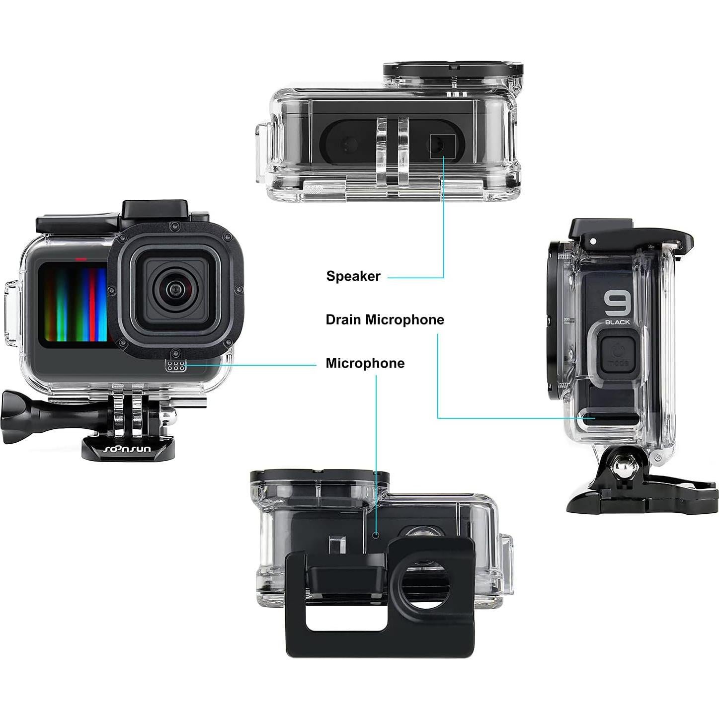 Funda Esqueleto SOONSUN para GoPro HERO 9-13 Negra con Puerta Lateral