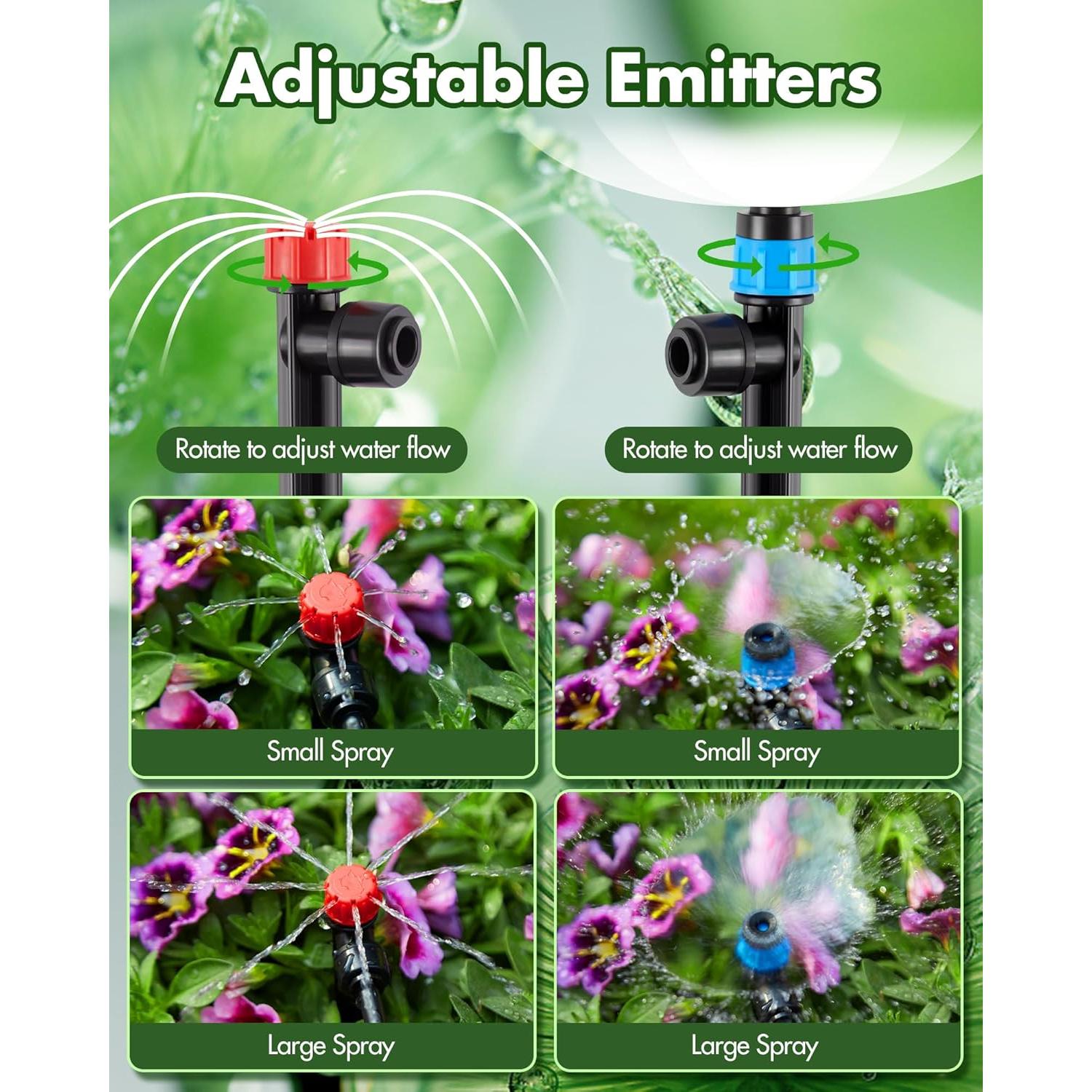 Sistema de Riego por Goteo 240FT Rafow con Mangueras 1/2 y 1/4