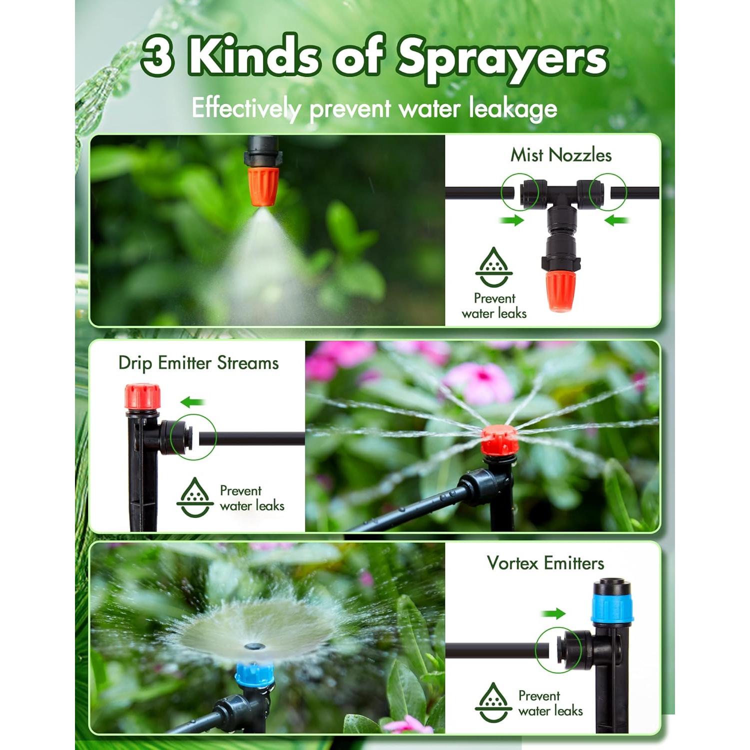 Sistema de Riego por Goteo 240FT Rafow con Mangueras 1/2 y 1/4