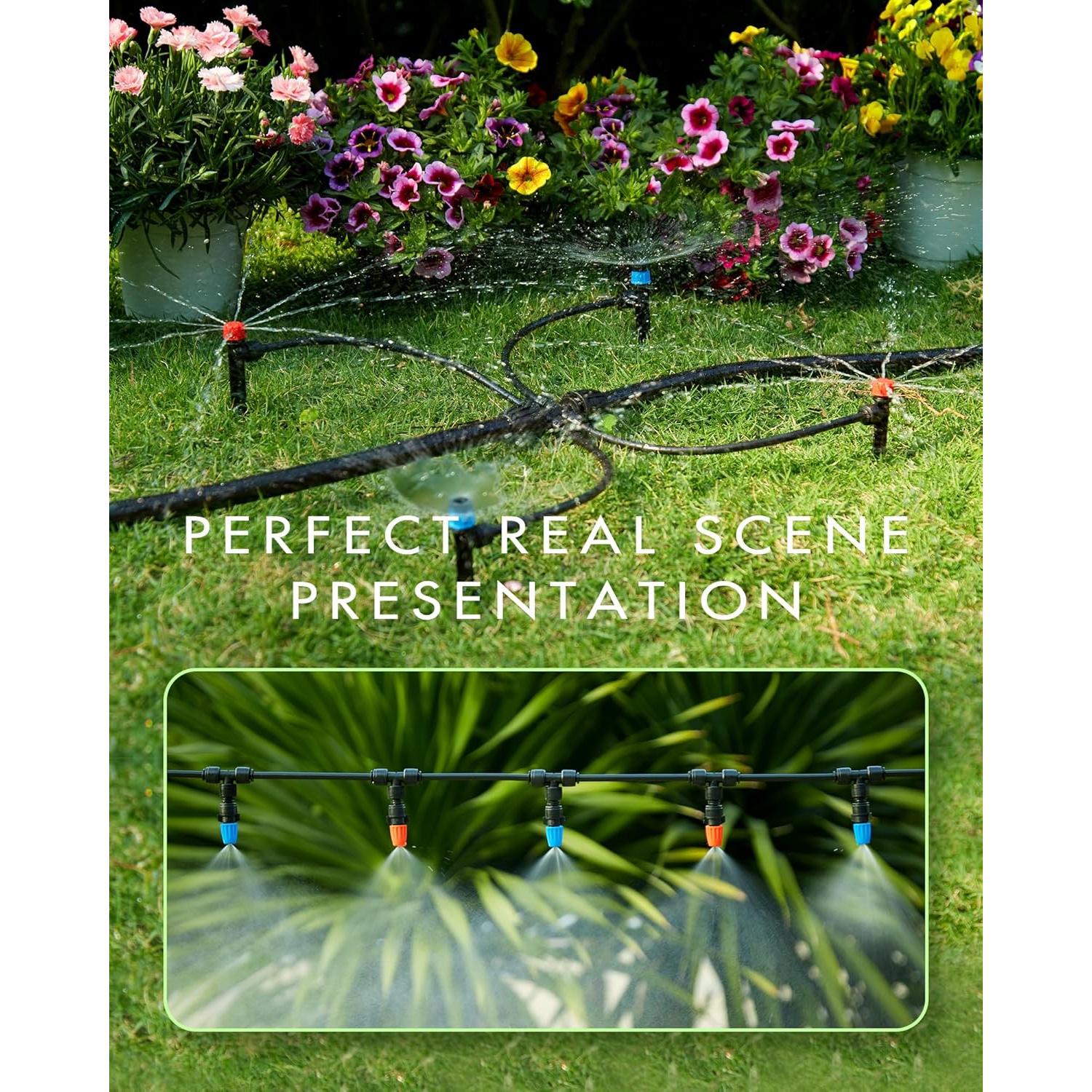 Sistema de Riego por Goteo 240FT Rafow con Mangueras 1/2 y 1/4