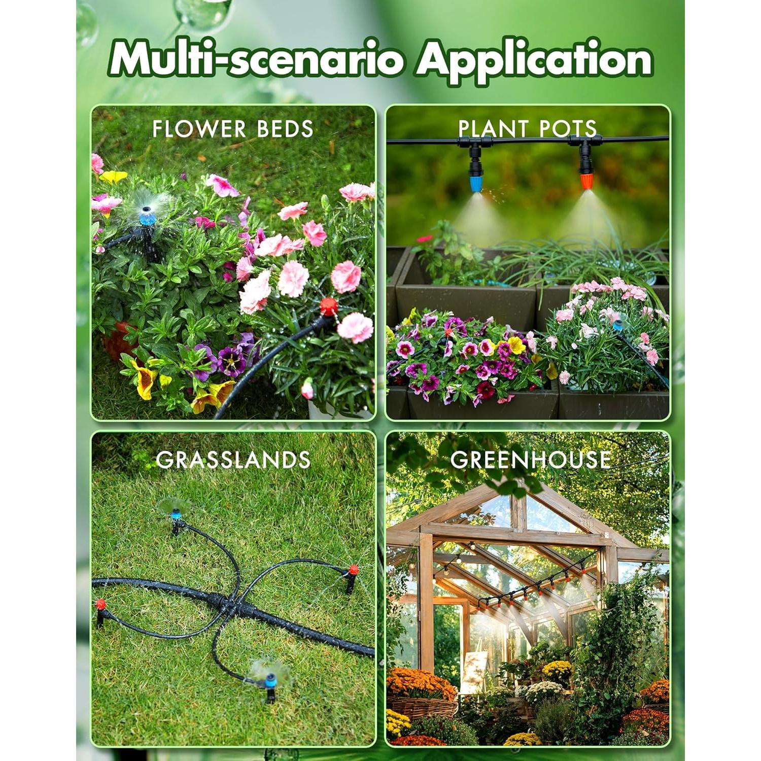 Sistema de Riego por Goteo 240FT Rafow con Mangueras 1/2 y 1/4