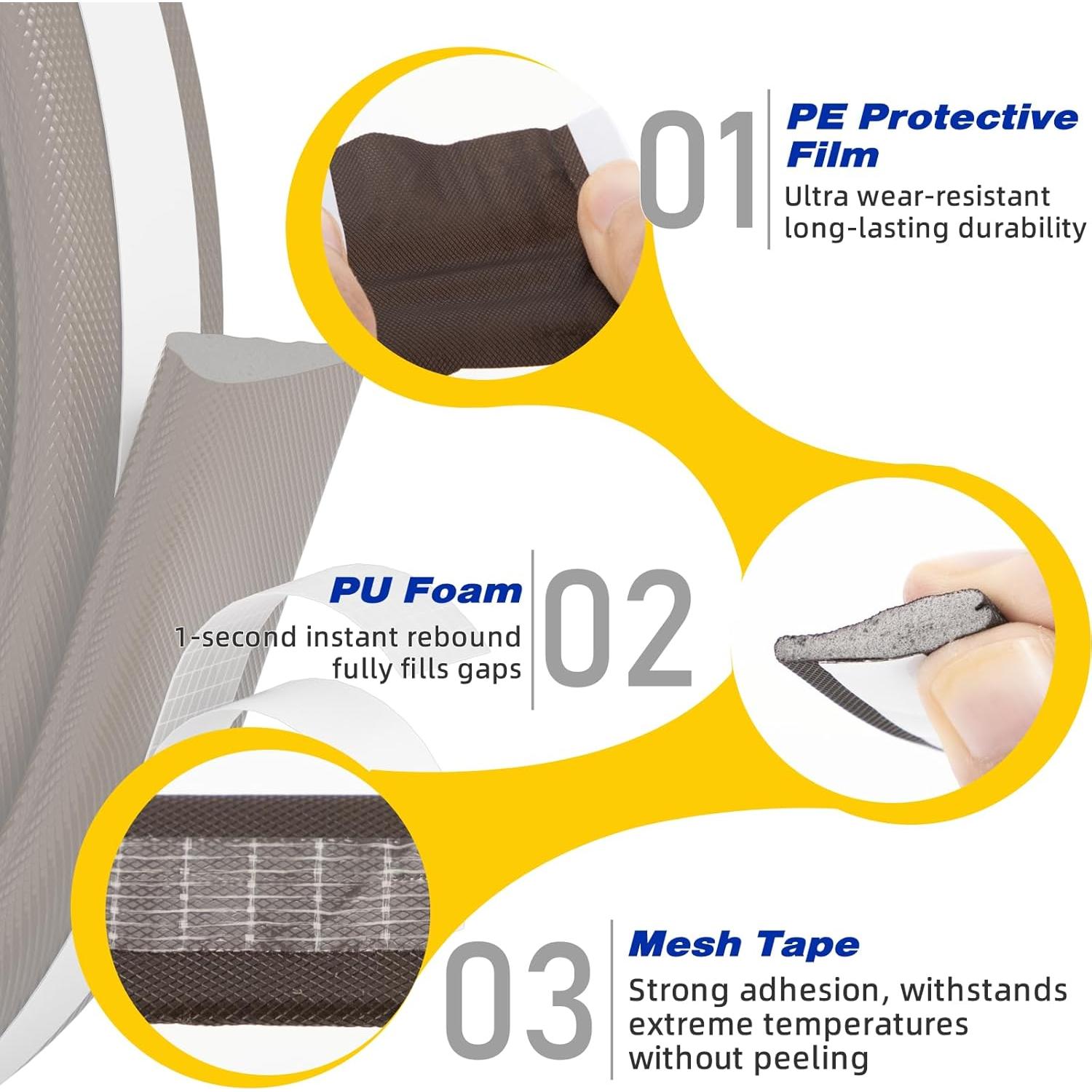 Tira de Sellado para Puertas y Ventanas ESUFEIR 2pcs 196cm