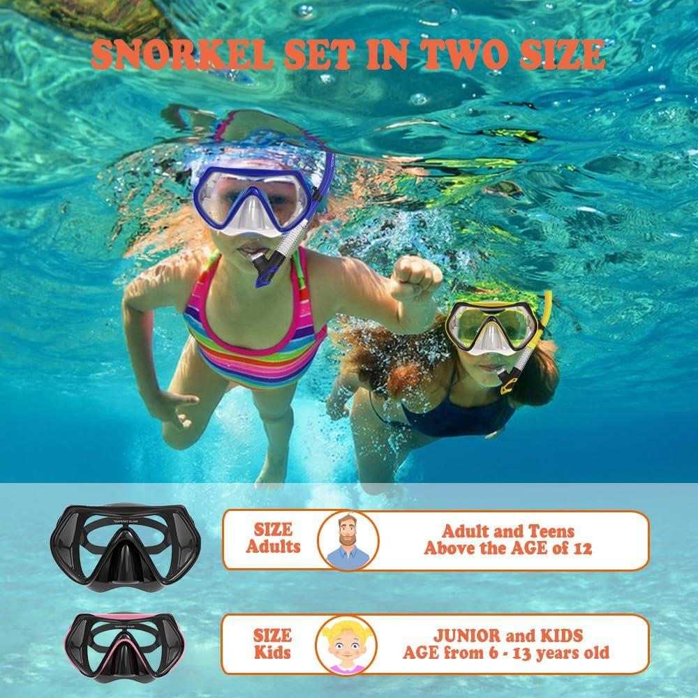 WACOOL Snorkel Profesional para Niños con Antivaho y Silicona