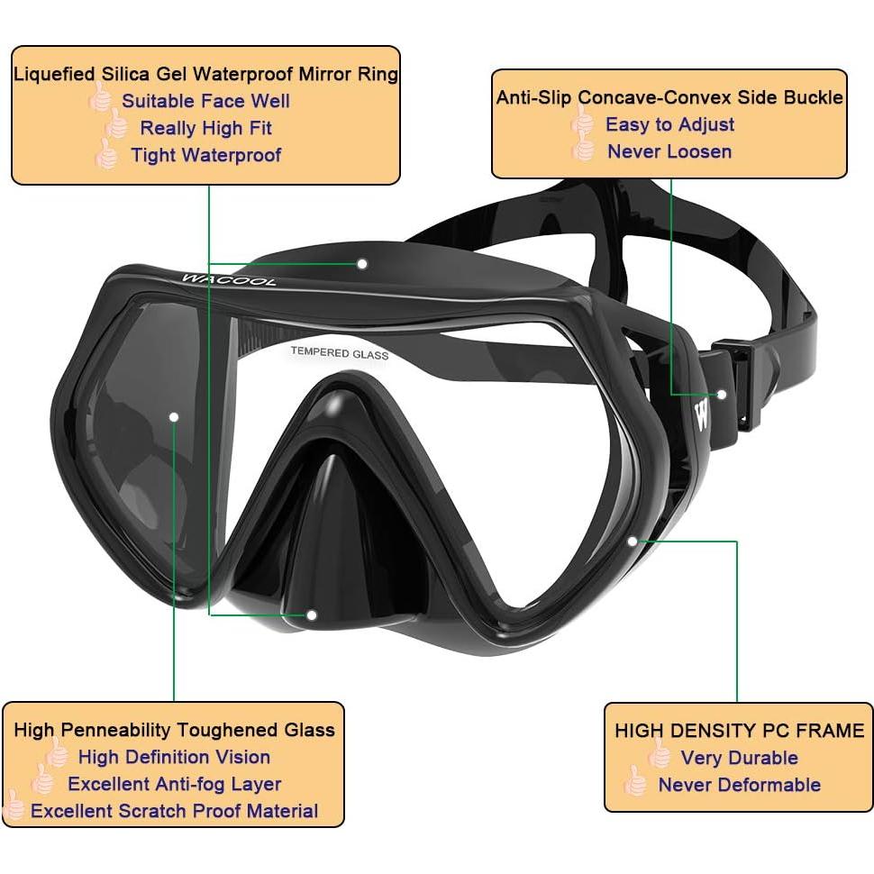 WACOOL Snorkel Profesional para Niños con Antivaho y Silicona