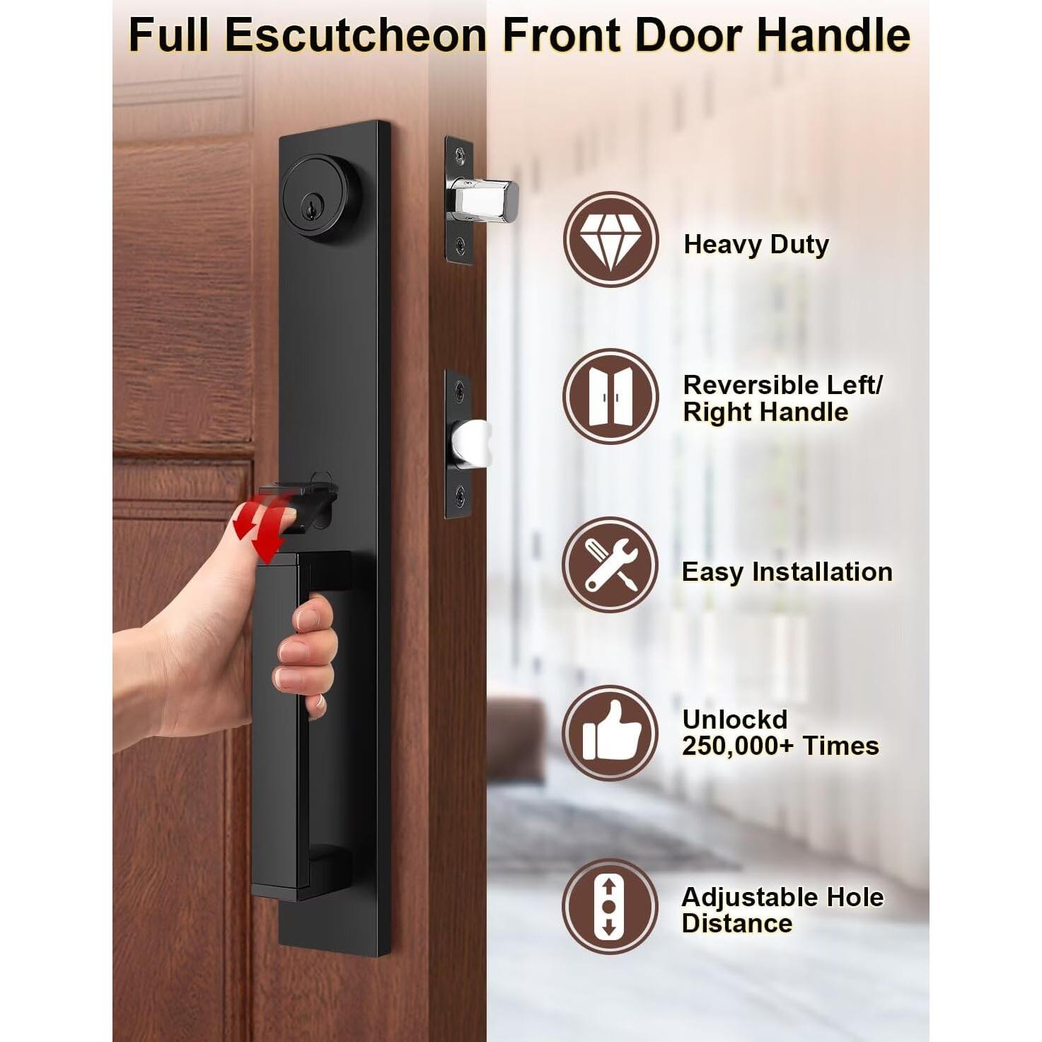 Juego de Cerradura de Puerta Principal Tinewa DLCMB9902BK con 3 Llaves