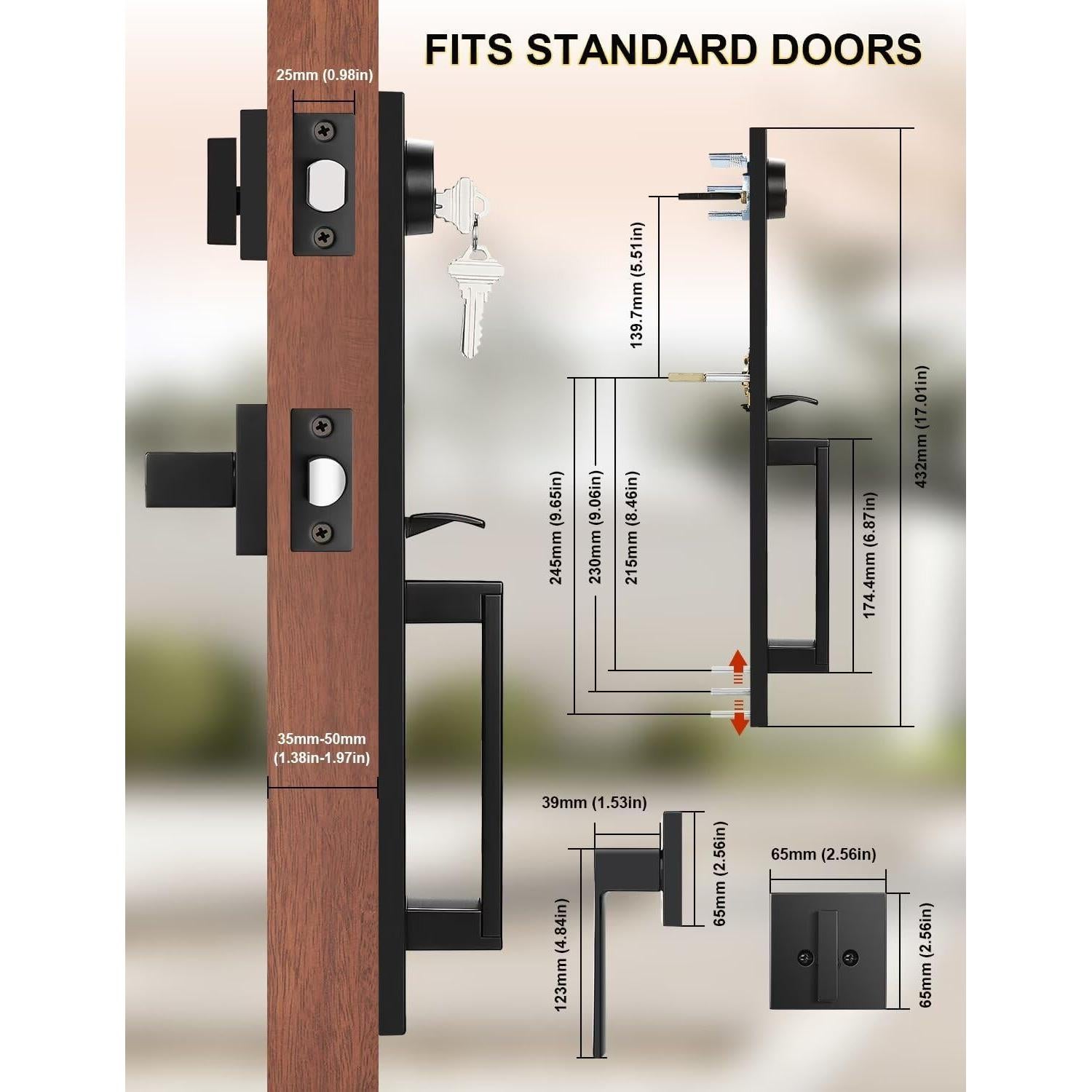 Juego de Cerradura de Puerta Principal Tinewa DLCMB9902BK con 3 Llaves