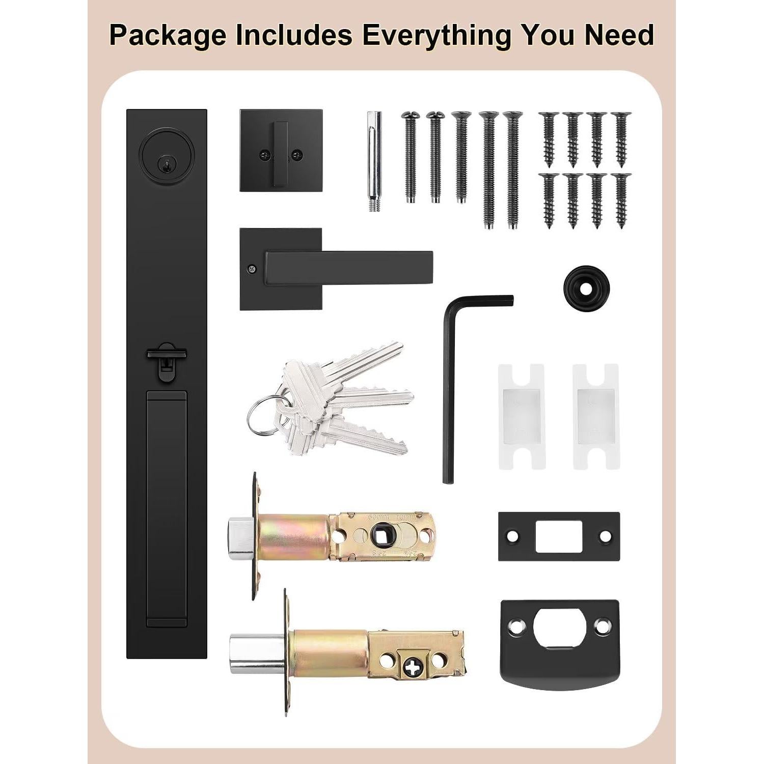 Juego de Cerradura de Puerta Principal Tinewa DLCMB9902BK con 3 Llaves