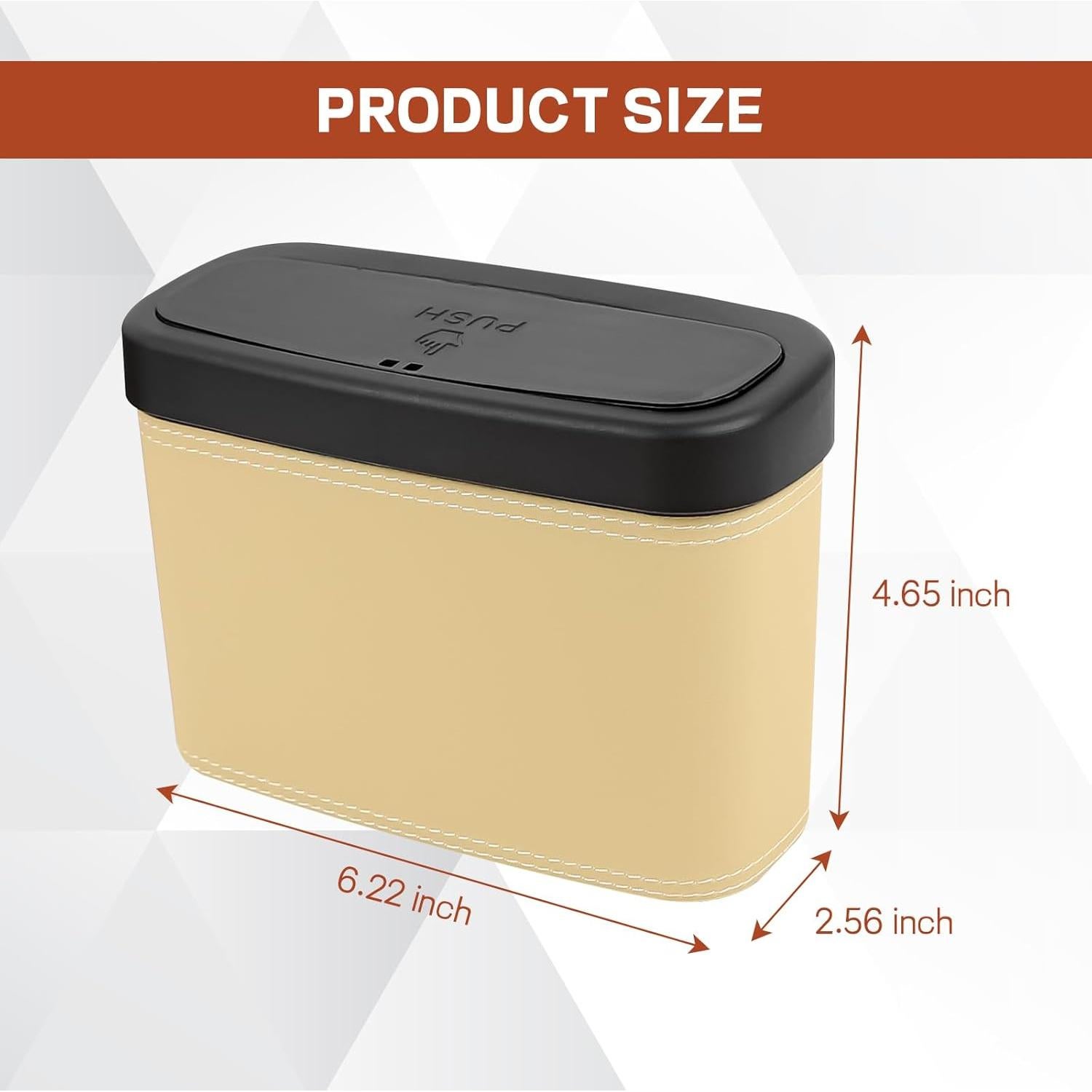 Cubo de Basura para Auto Hbxdeco Beige Impermeable 17.8L