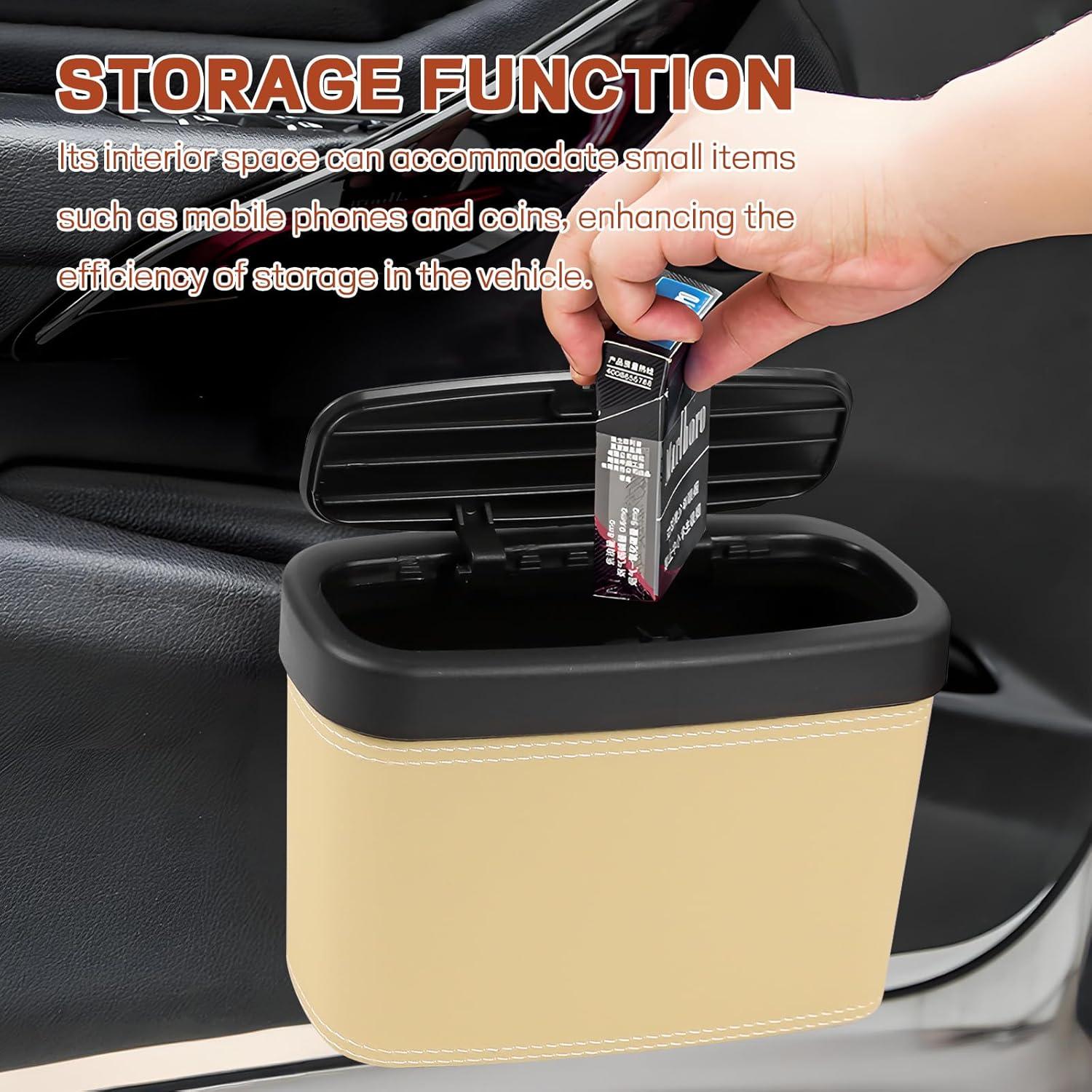Cubo de Basura para Auto Hbxdeco Beige Impermeable 17.8L
