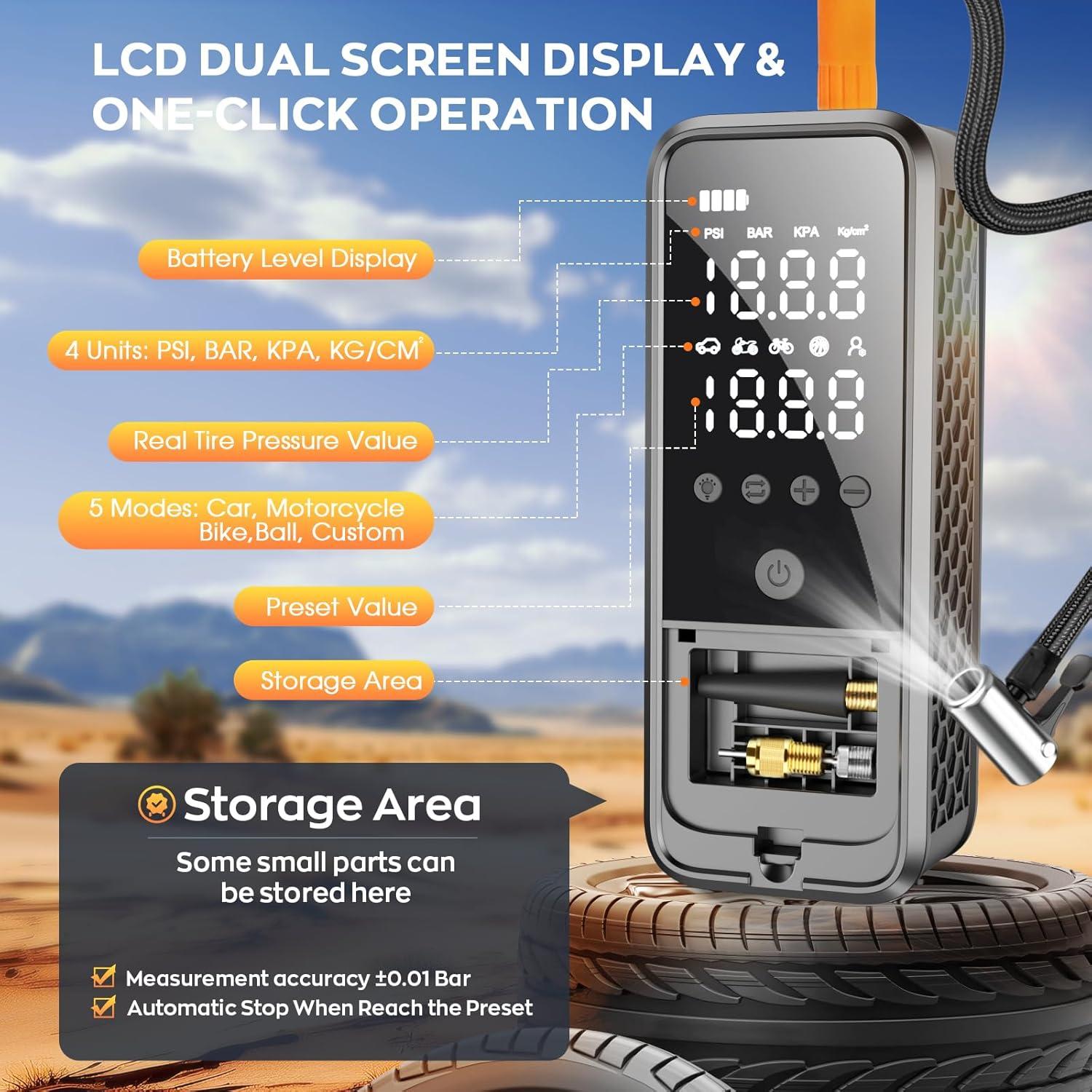 Compresor de Aire Portátil KZKB HY04 160 PSI con Manómetro