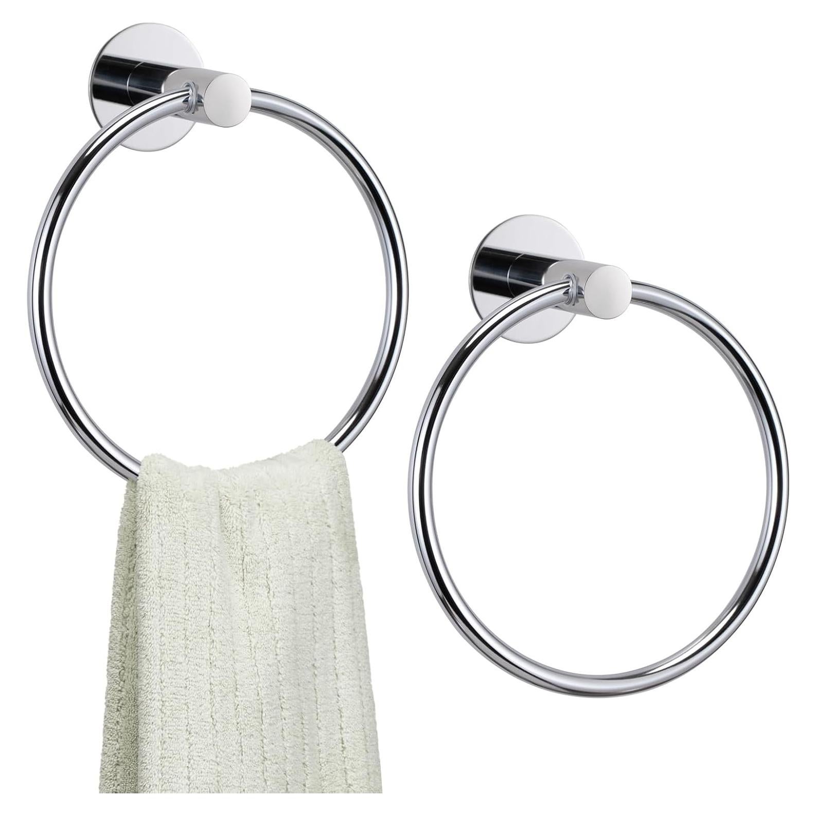 Anillo de Toalla Autoadhesivo UHEY HOME Plata Paquete de 2