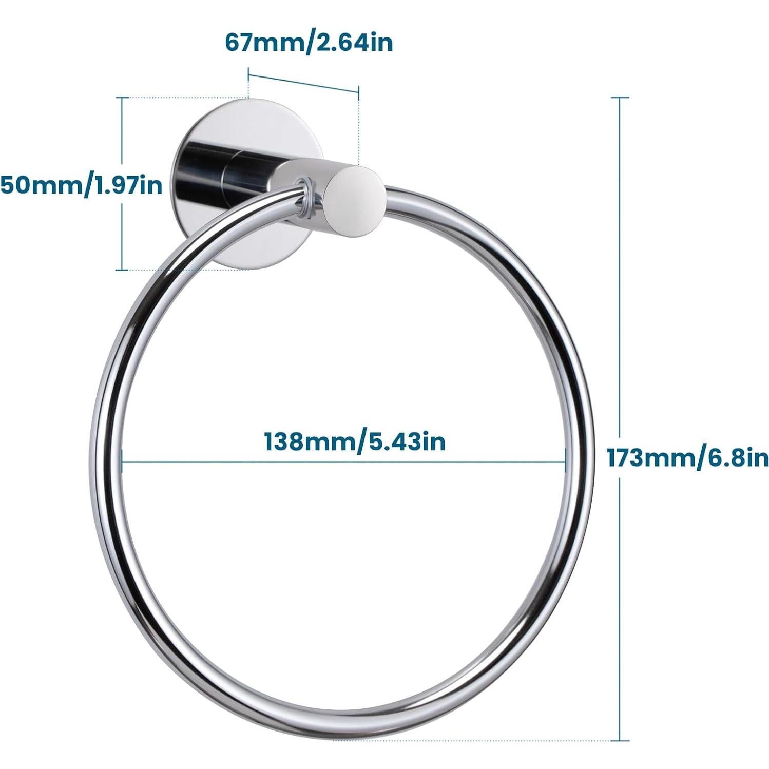 Anillo de Toalla Autoadhesivo UHEY HOME Plata Paquete de 2