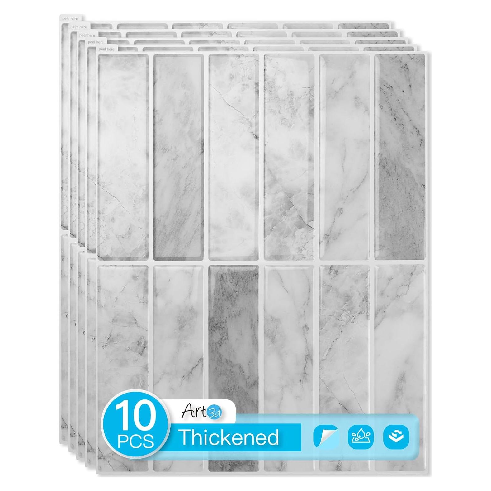 Azulejos Autoadhesivos Art3d 29x22 cm Mármol Gris - Paquete 10