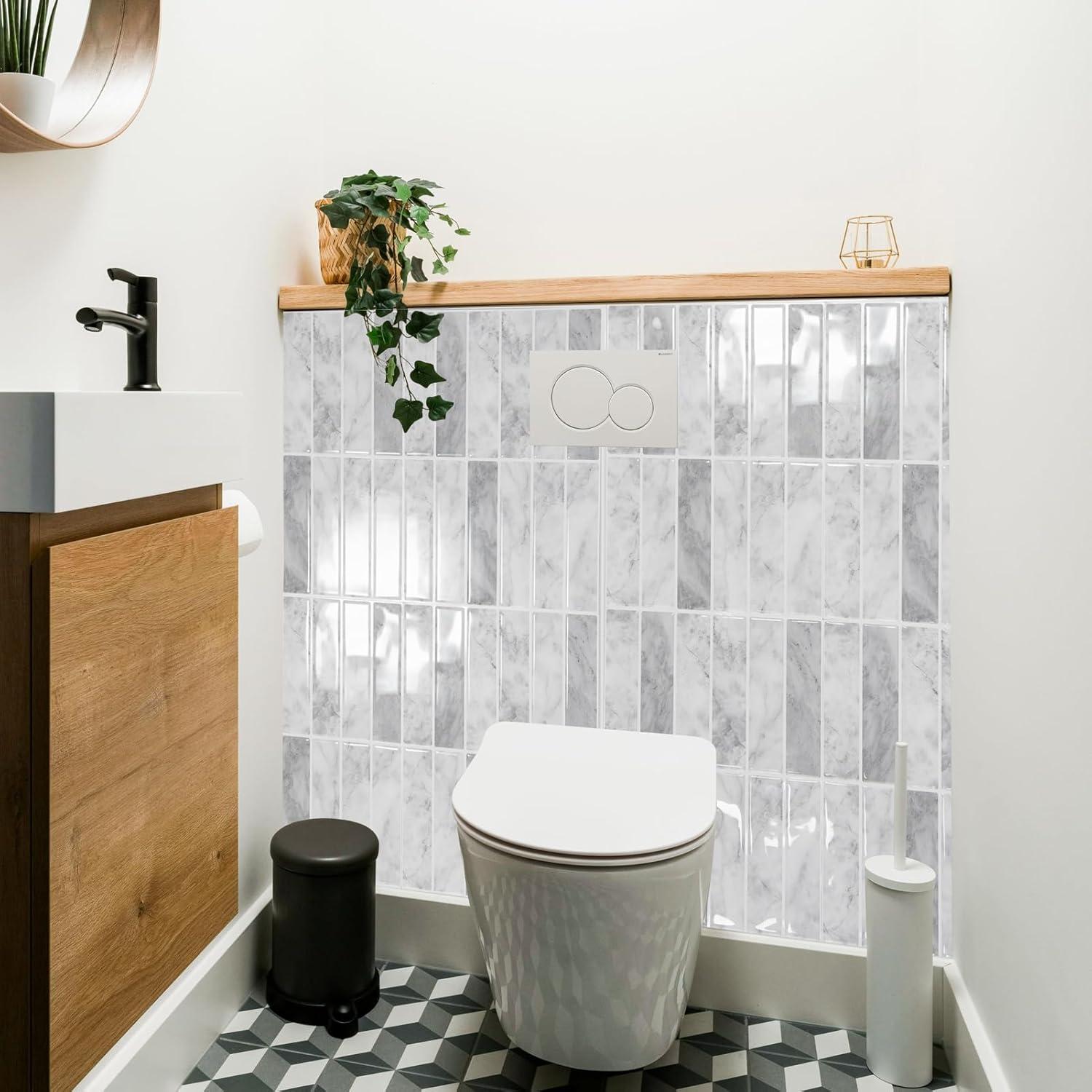 Azulejos Autoadhesivos Art3d 29x22 cm Mármol Gris - Paquete 10