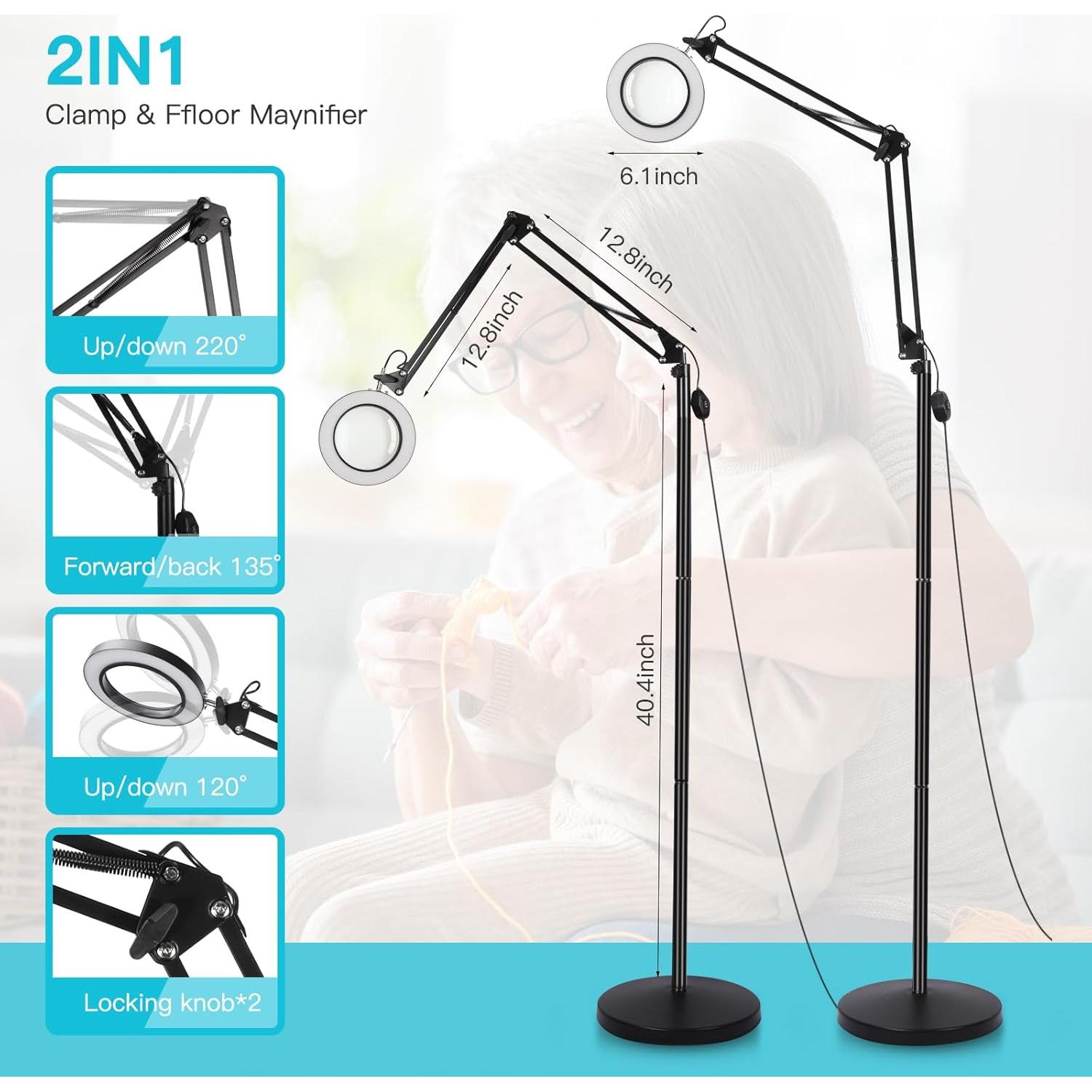 Lámpara de Piso Magnificadora 10X ZABOUL con Luz LED y Soporte