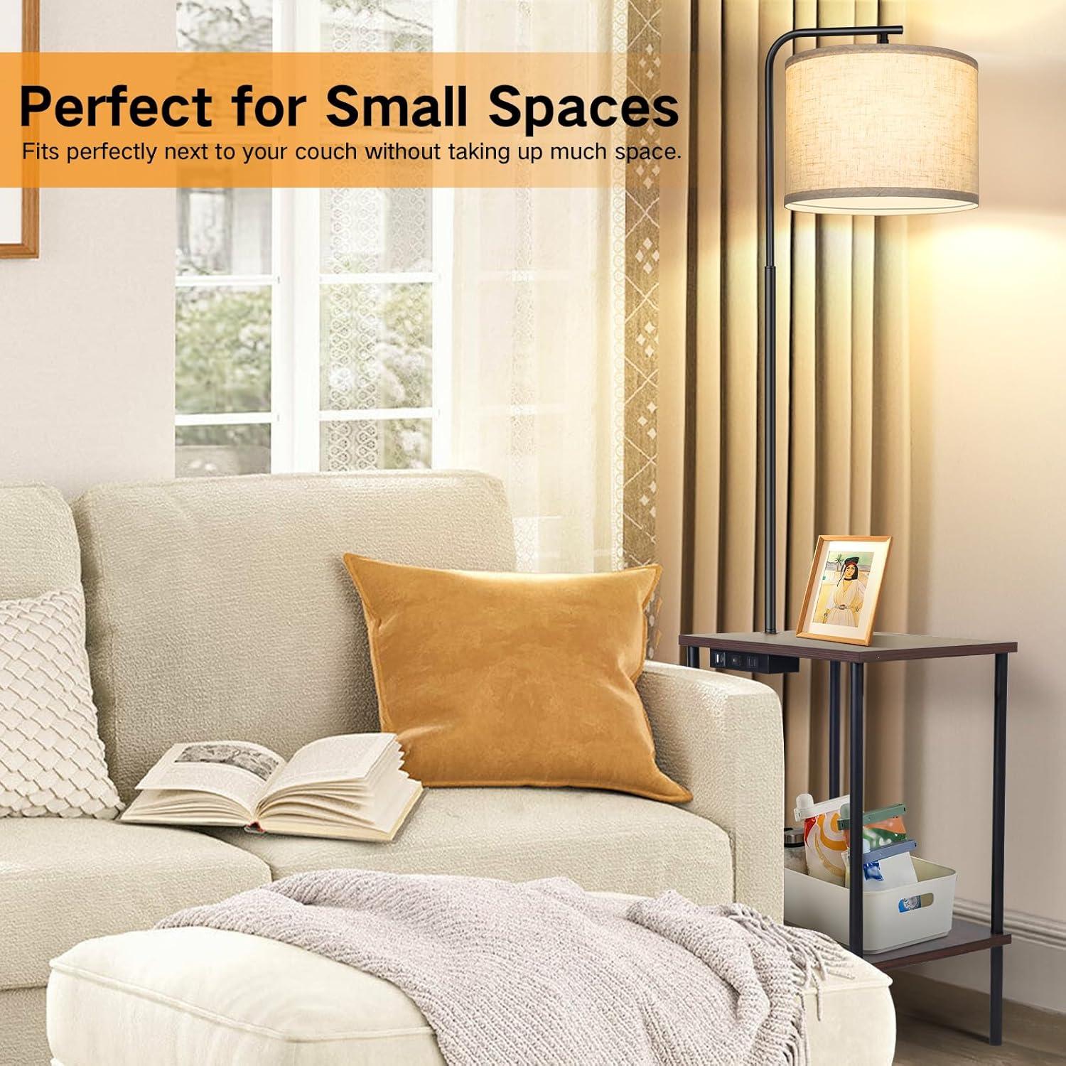 Lámpara de Pie OUTON con Mesa Auxiliar y Carga USB, 9W