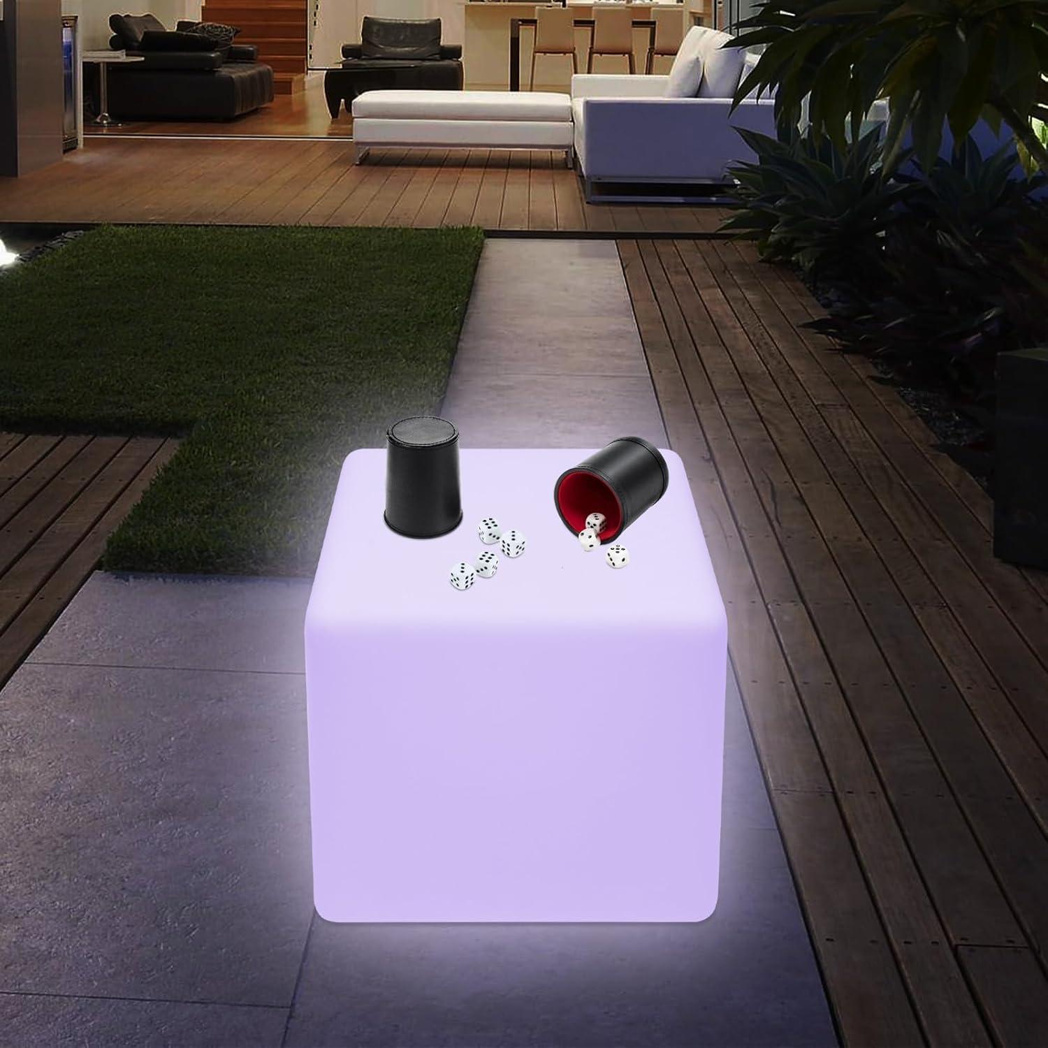 Silla Cubo LED Blisiour Cuadrada 40 cm Control Remoto RGB