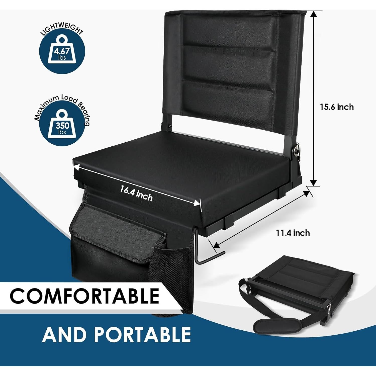 Silla de Estadio Plegable LLEVTIC con Cojín Desmontable