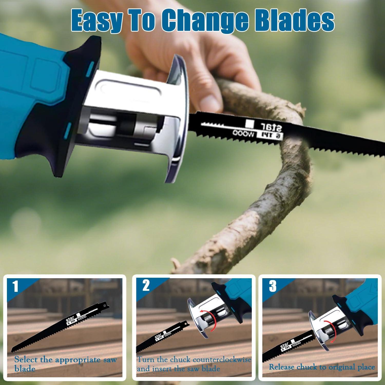 Sierra Recíproca Inalámbrica Yangtzone 18V 0-3000 RPM con 4 Hojas