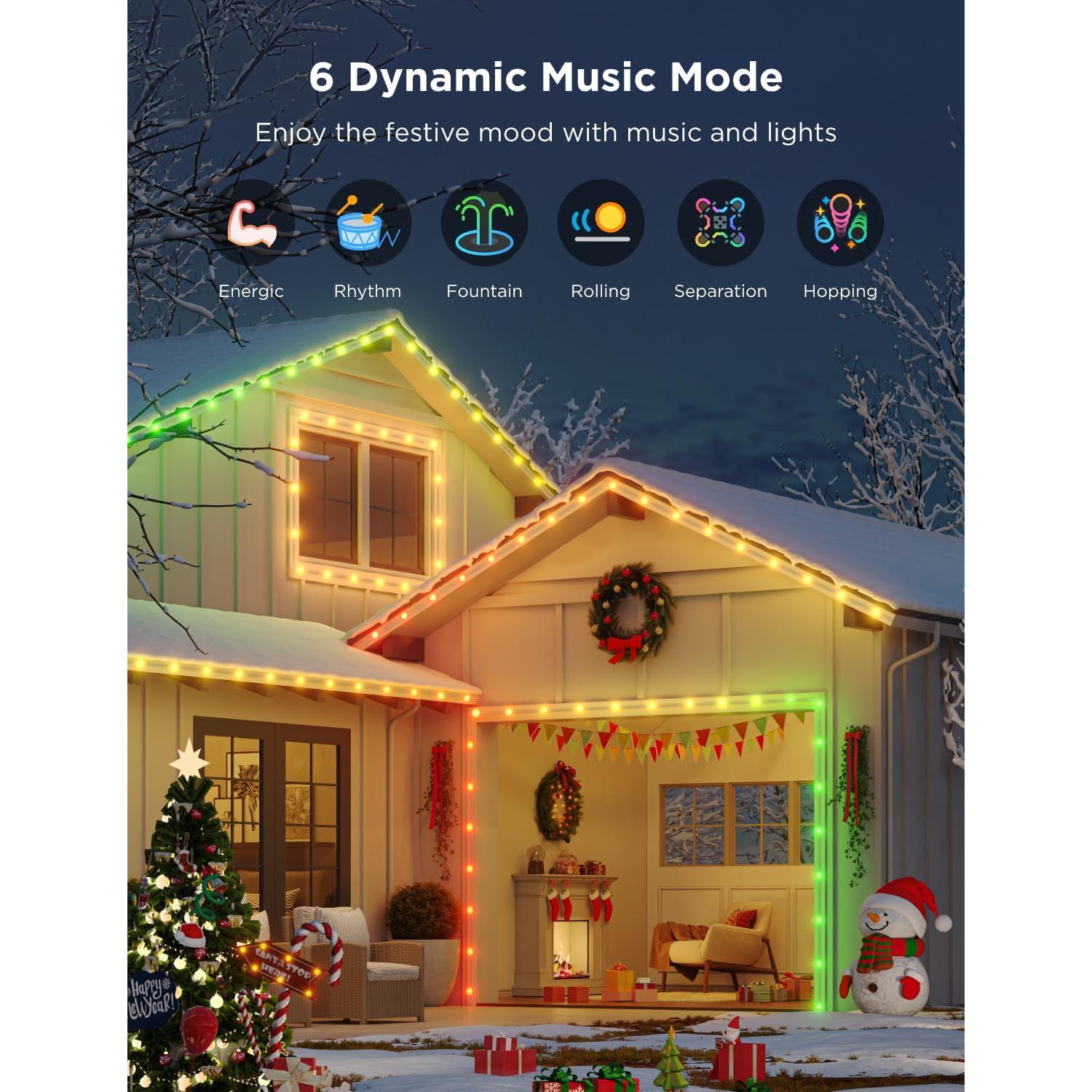 Luces LED de tira exterior Govee H703A 50 pies RGBIC IP65