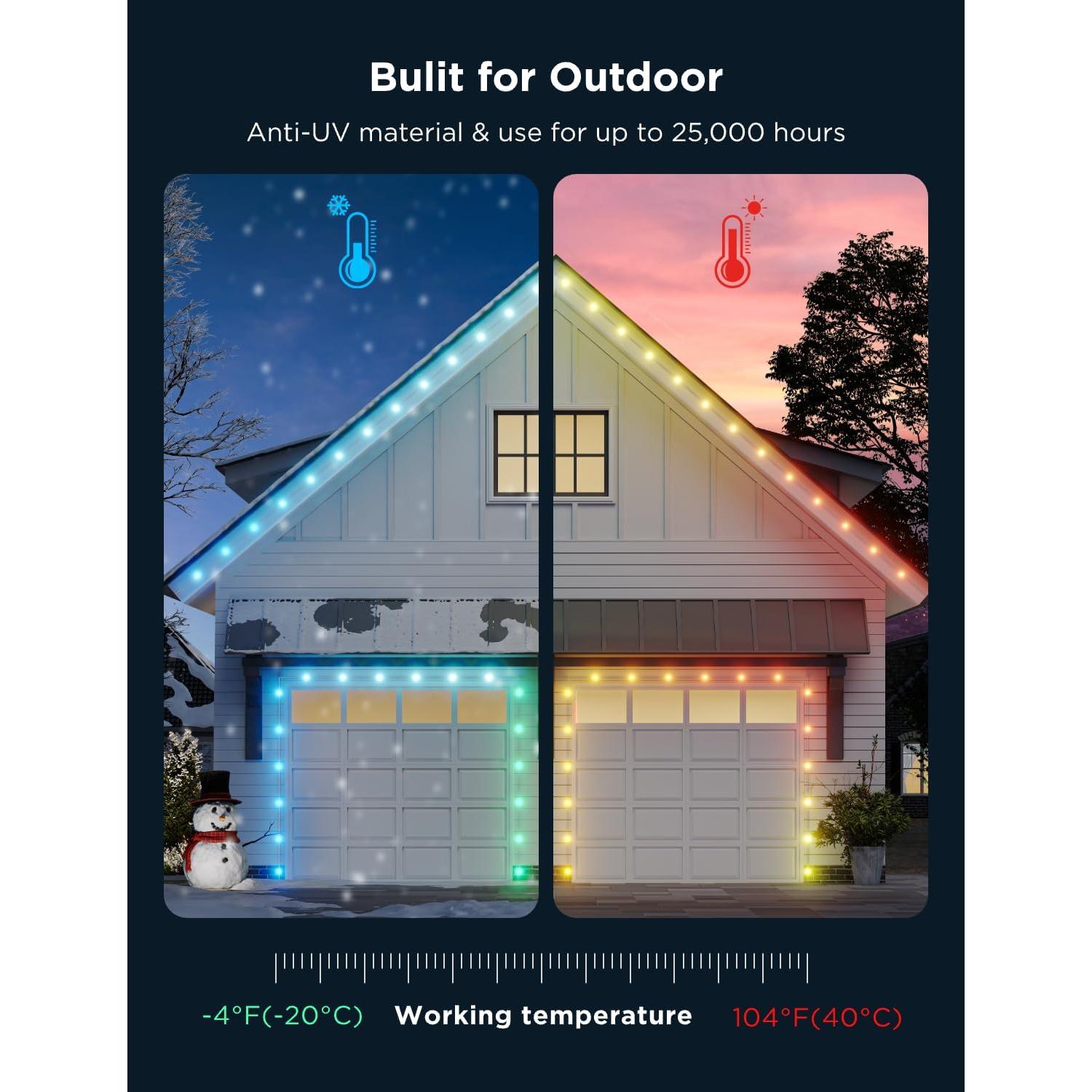 Luces LED de tira exterior Govee H703A 50 pies RGBIC IP65