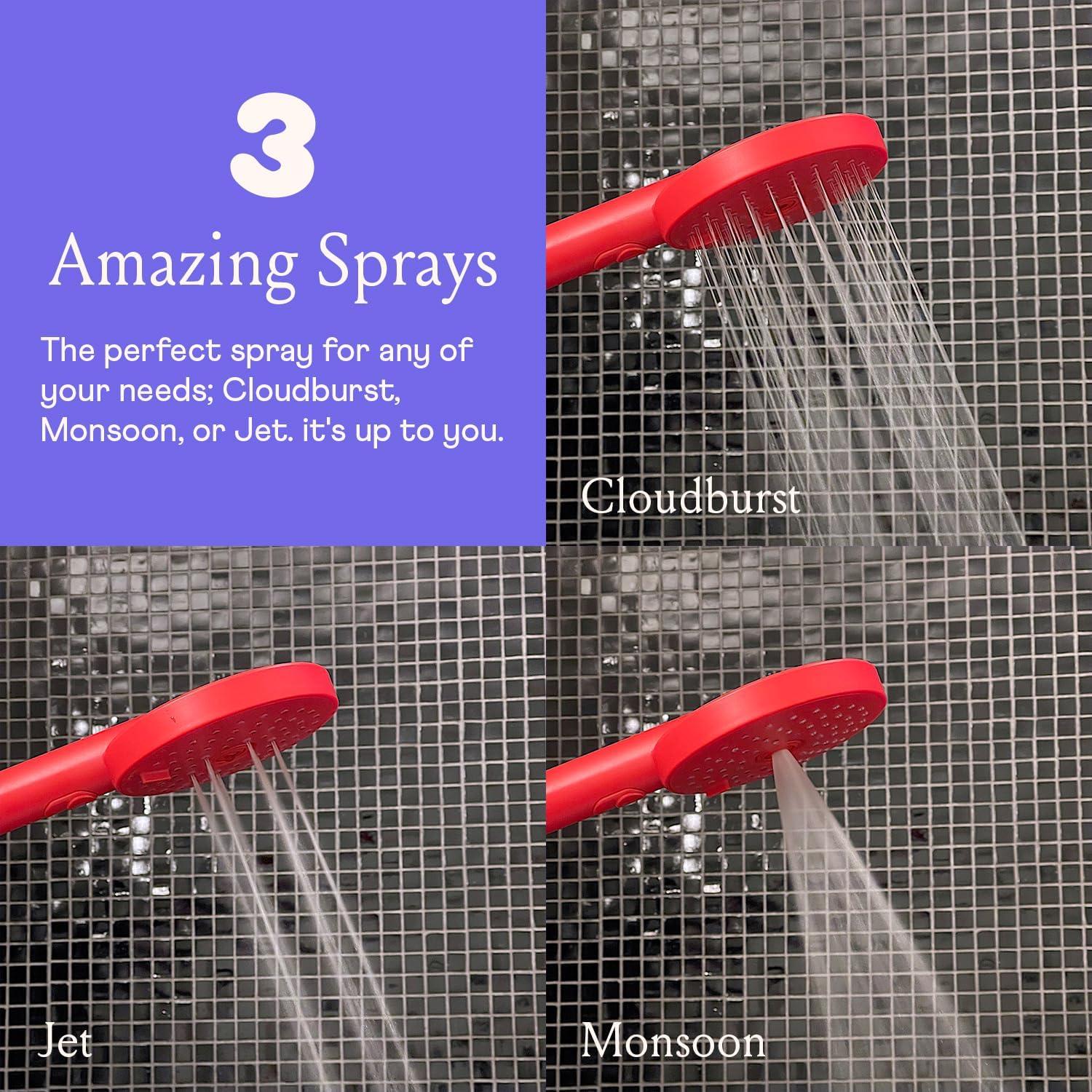 Ducha de Mano Sproos! Alta Presión 3 Funciones Negro 177.8 cm