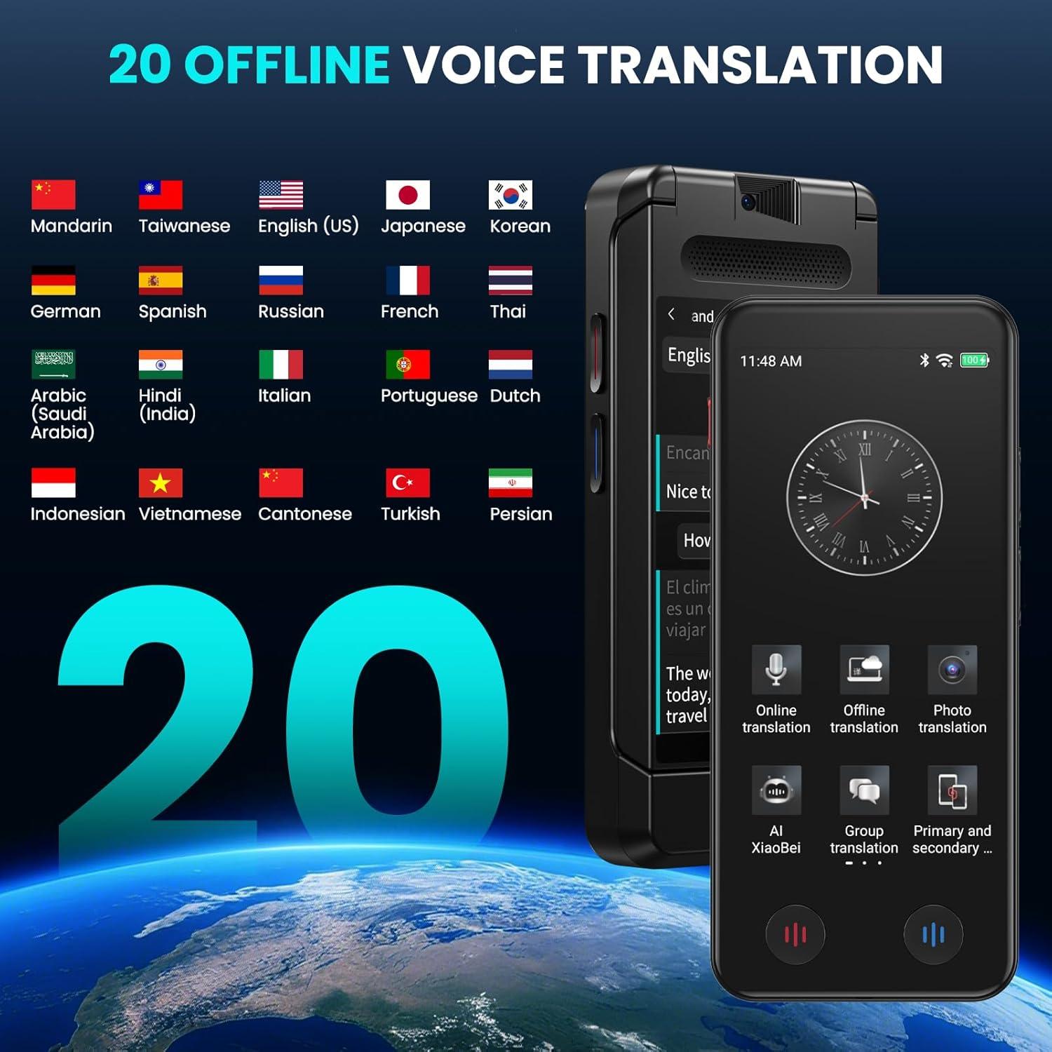 Traductor de Idiomas AI FLTIDUNDI A100 Pantalla Doble 150 Idiomas