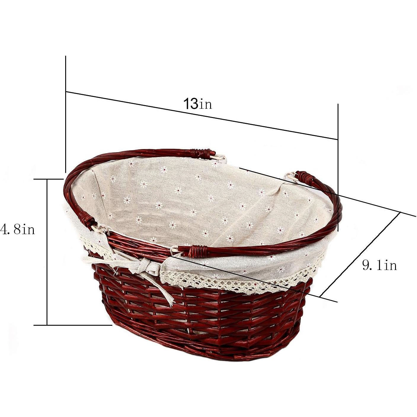 Cesta Tejida de Mimbre KINJOEK 2 Piezas con Forro Algodón