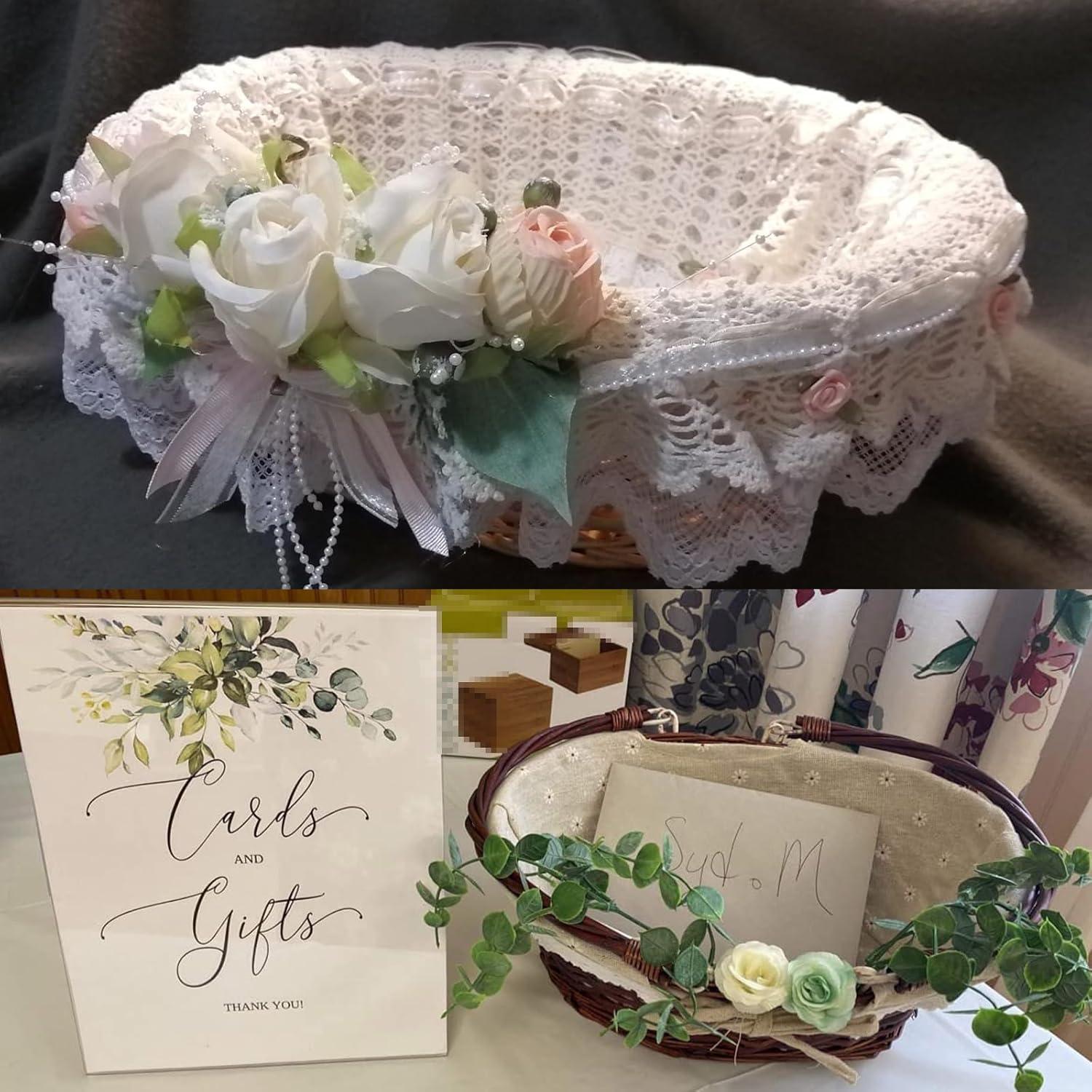 Cesta Tejida de Mimbre KINJOEK 2 Piezas con Forro Algodón