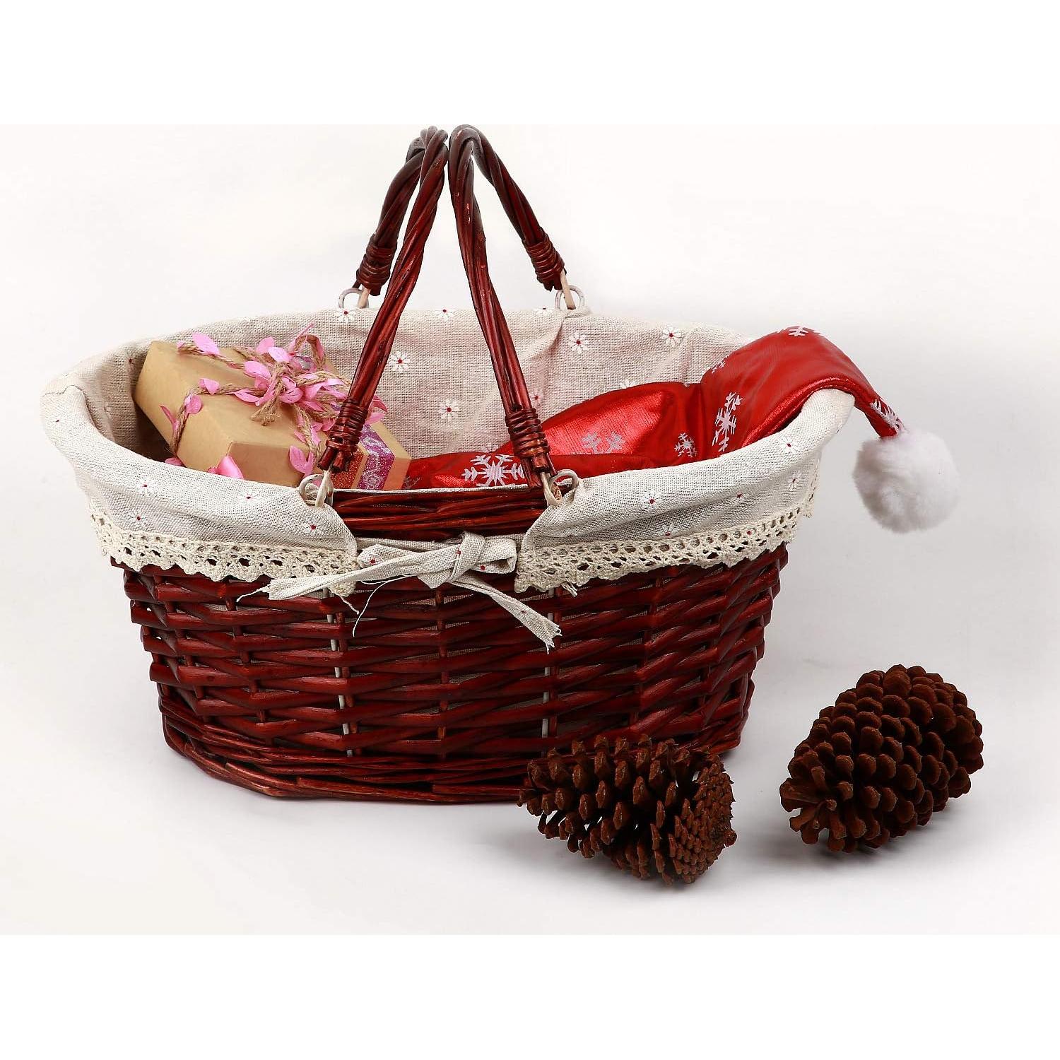 Cesta Tejida de Mimbre KINJOEK 2 Piezas con Forro Algodón