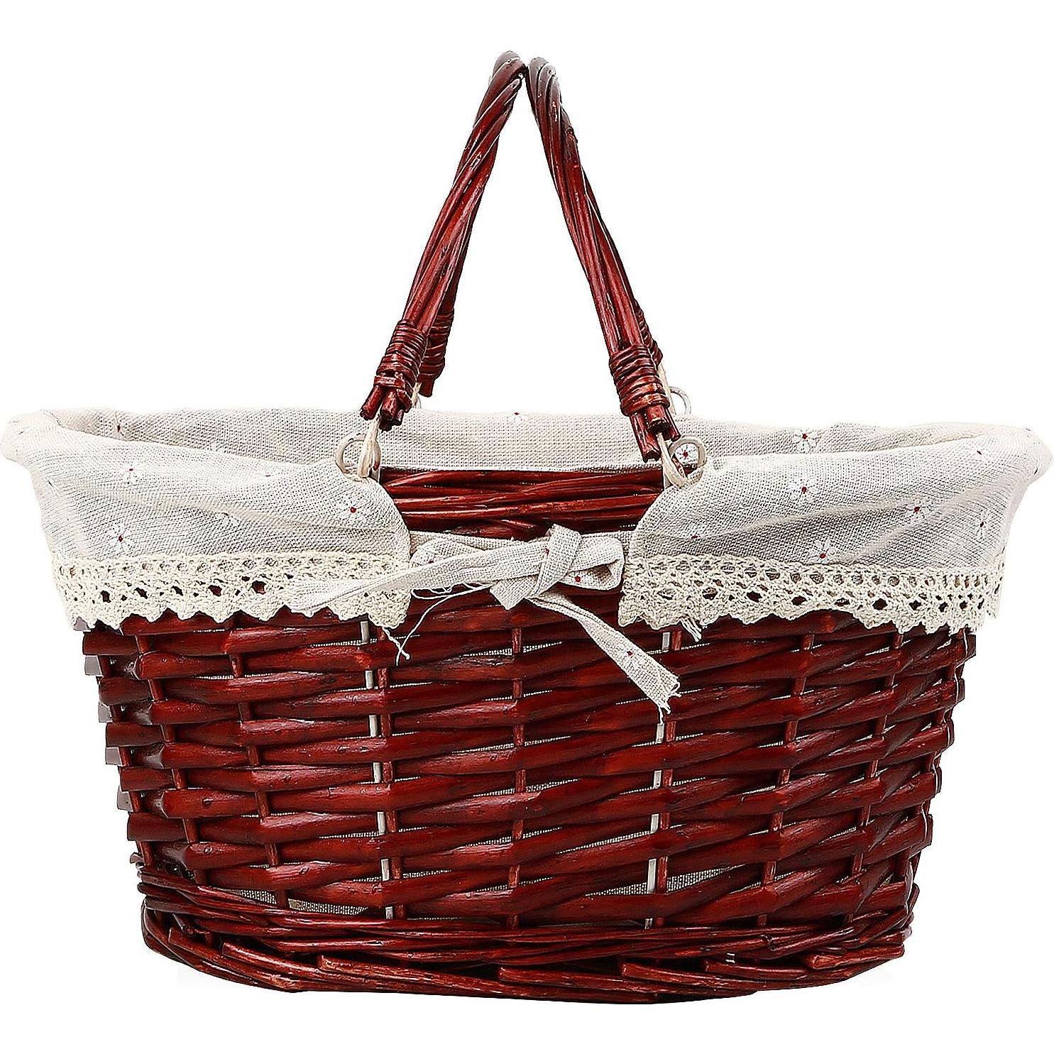 Cesta Tejida de Mimbre KINJOEK 2 Piezas con Forro Algodón