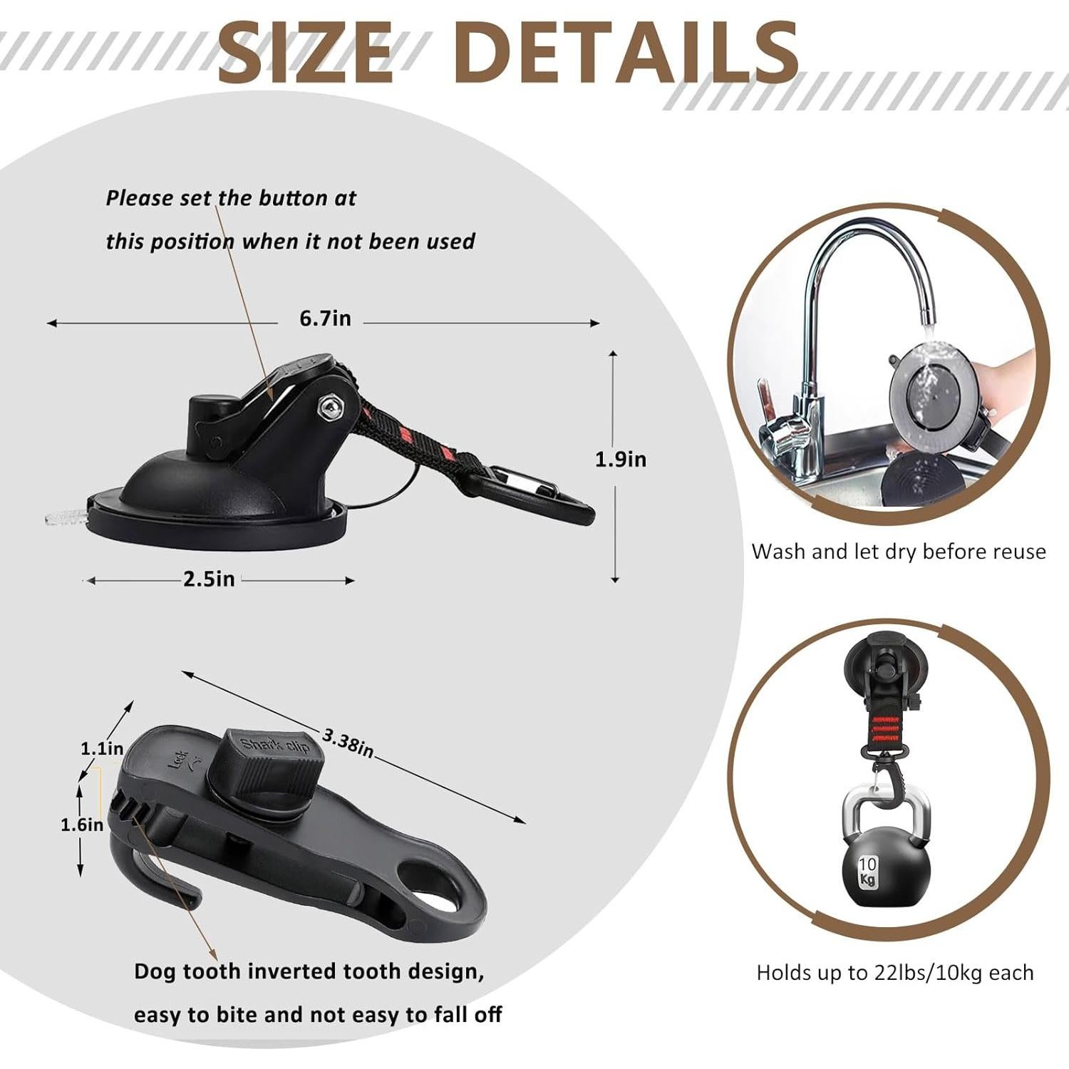 Anclajes de Ventosas DthwagfL 4 Ganchos y Clips para Lona