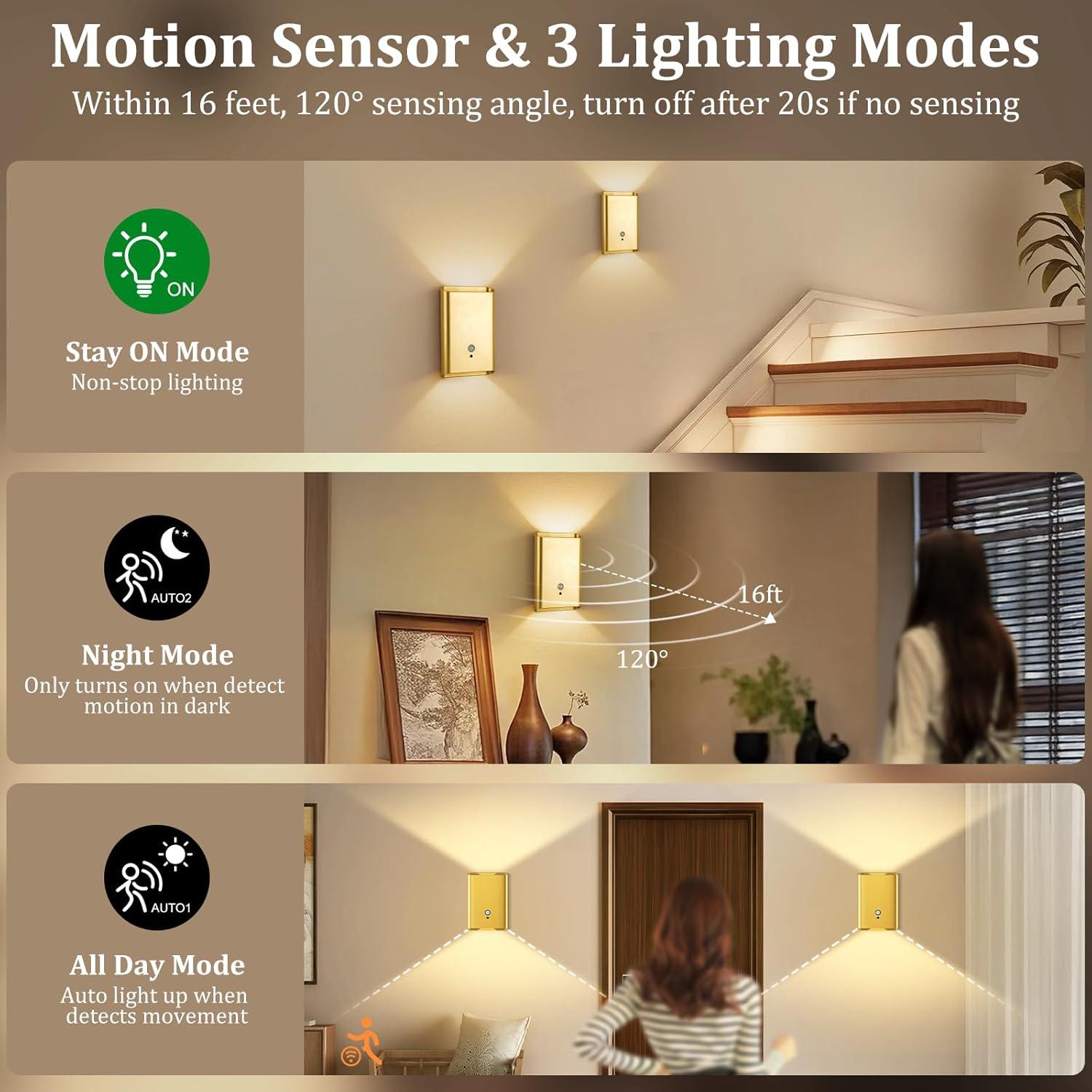 Luz de Aplique de Pared Eneru con Sensor de Movimiento 5000mAh