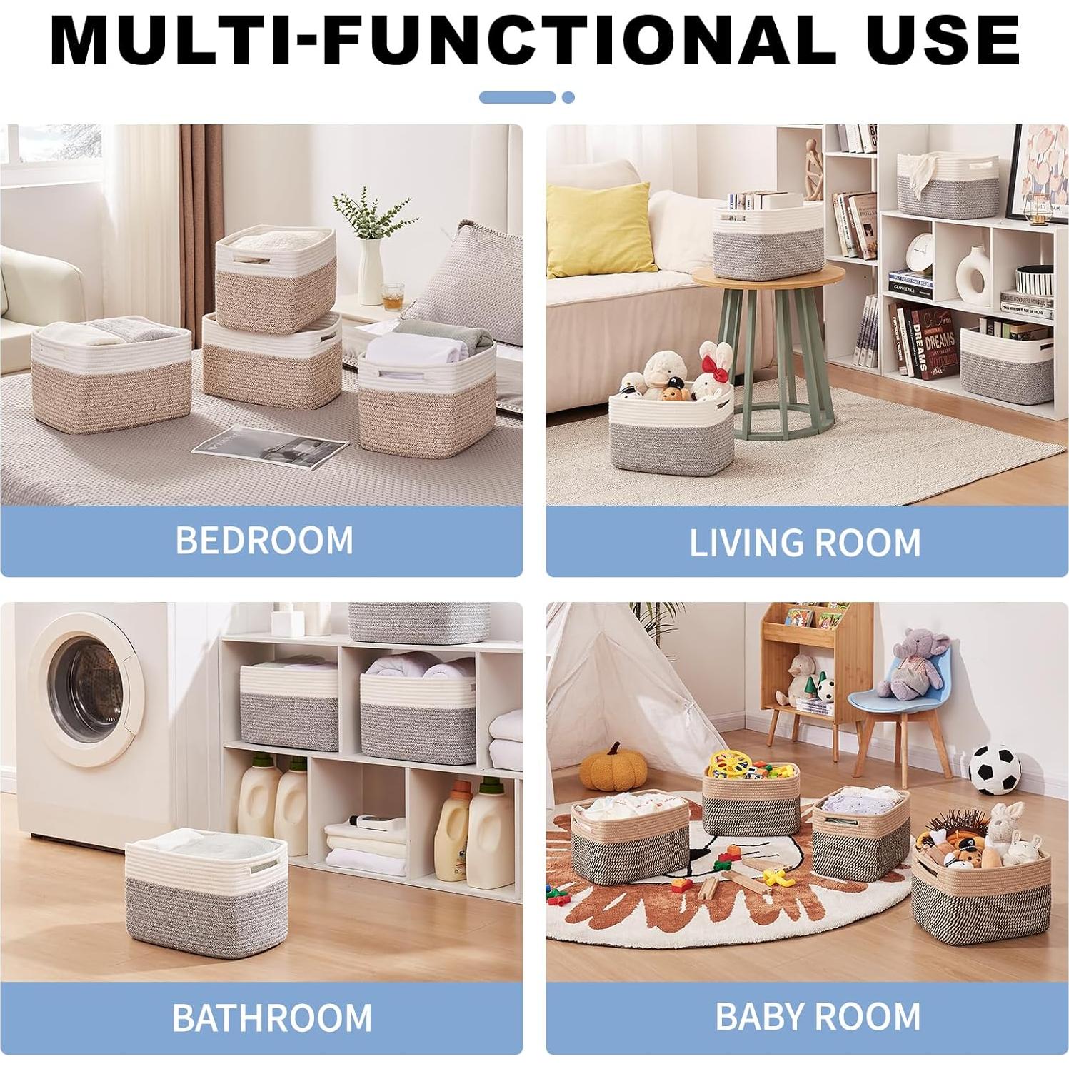 Cestas de Almacenamiento OIAHOMY 4 Piezas 33x23x20 cm Algodón