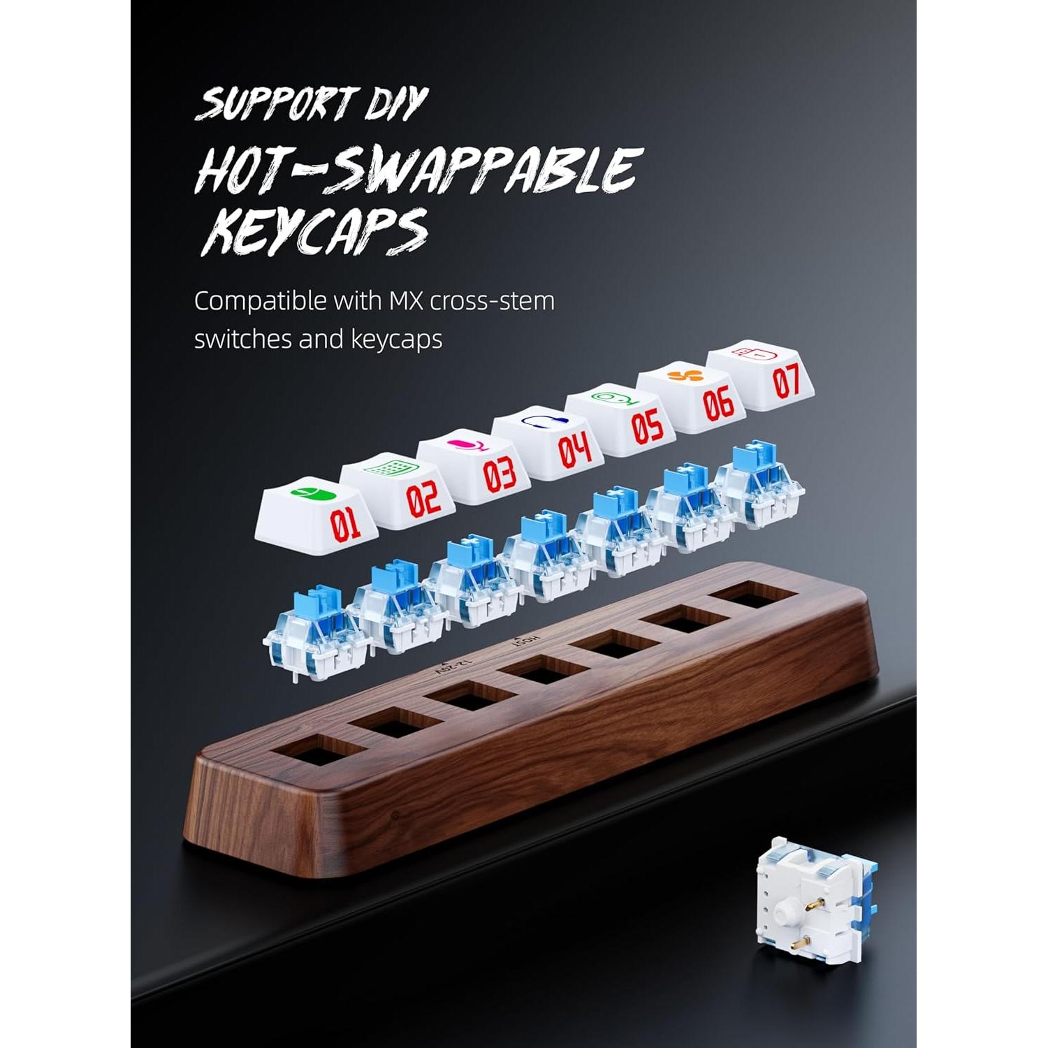 Hub USB 3.0 de Madera de Nogal 7 Puertos RGB FEIFANZHE