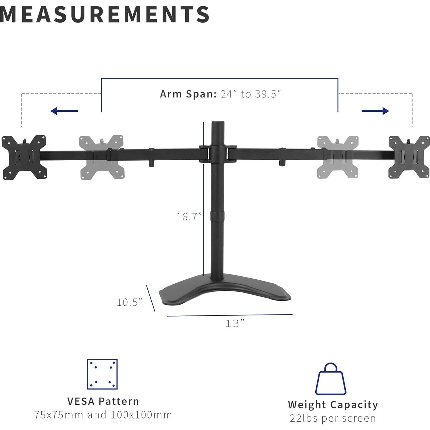 Soporte de Escritorio Doble para Monitor VIVO STAND-TS38B 27-38"