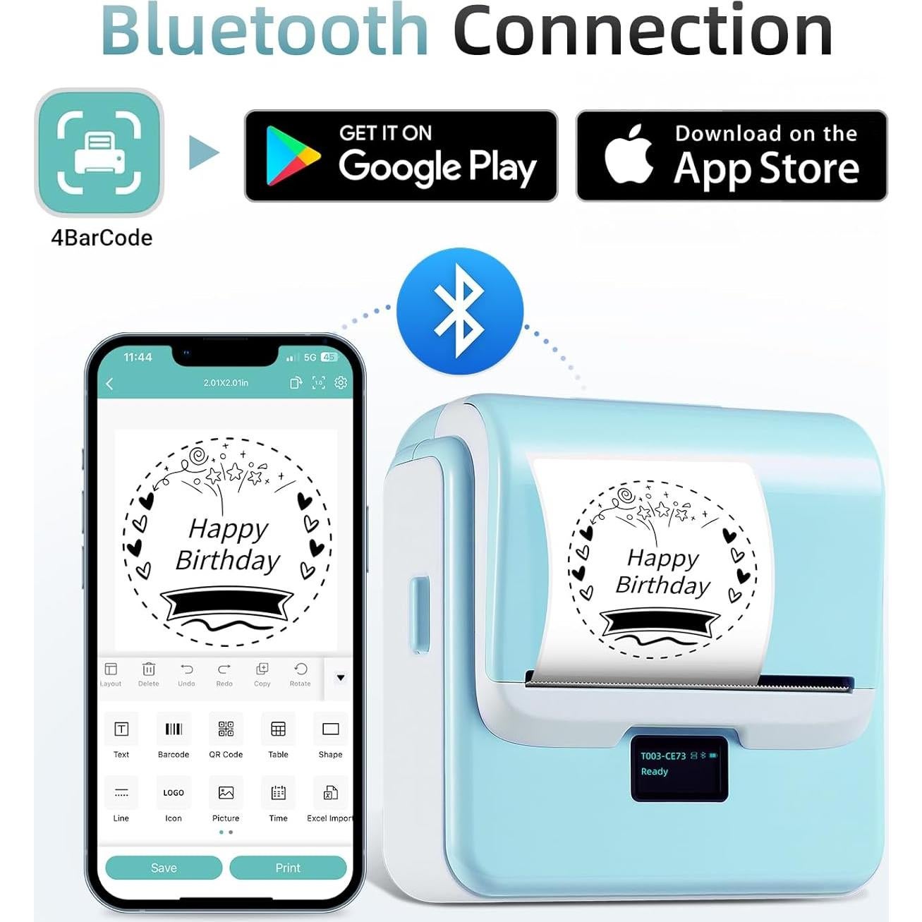 Impresora de Etiquetas ORGSTA T003 Bluetooth 3.15" Térmica