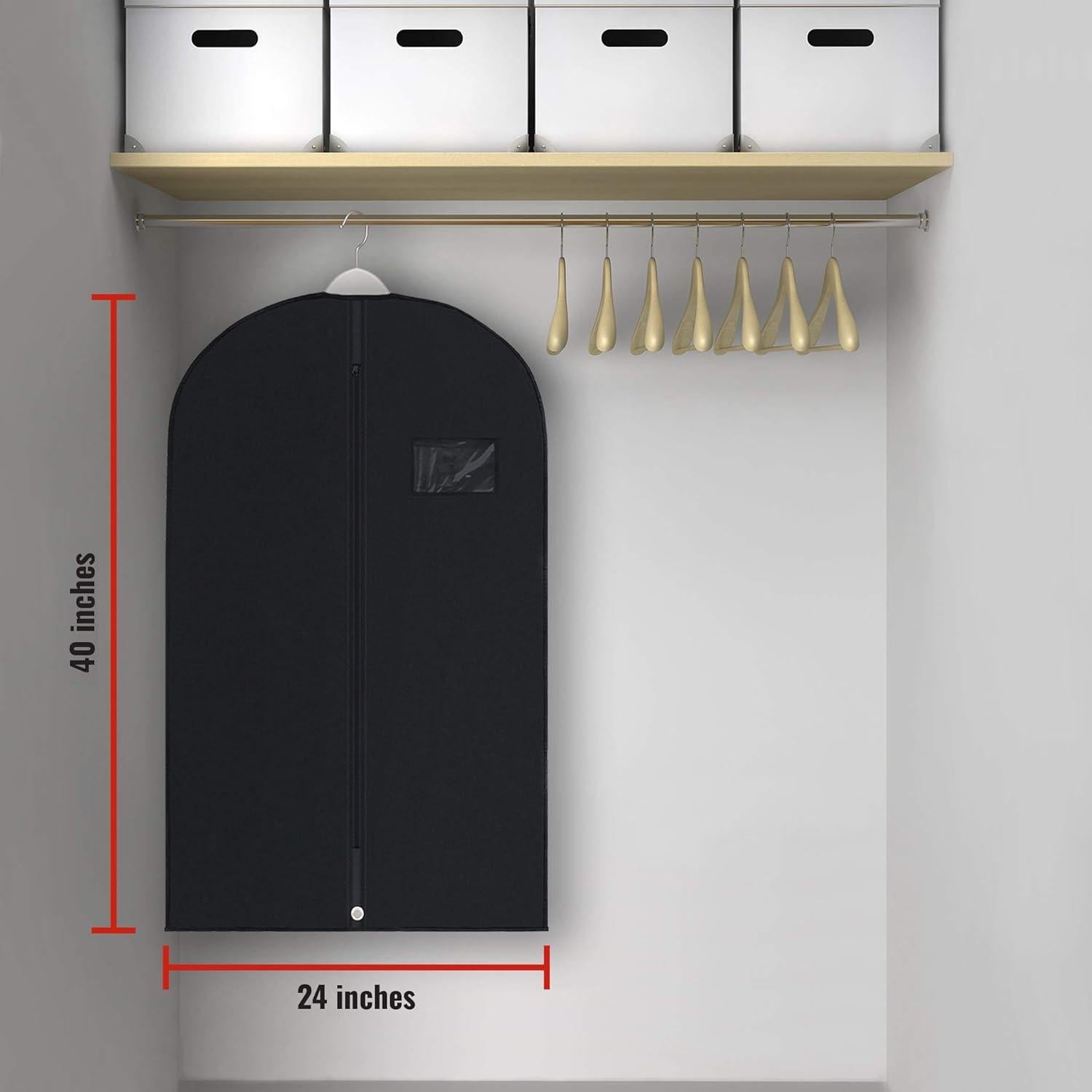 Bolsas de Ropa Negras PLX - Paquete de 5, 2 Largas y 3 Medianas