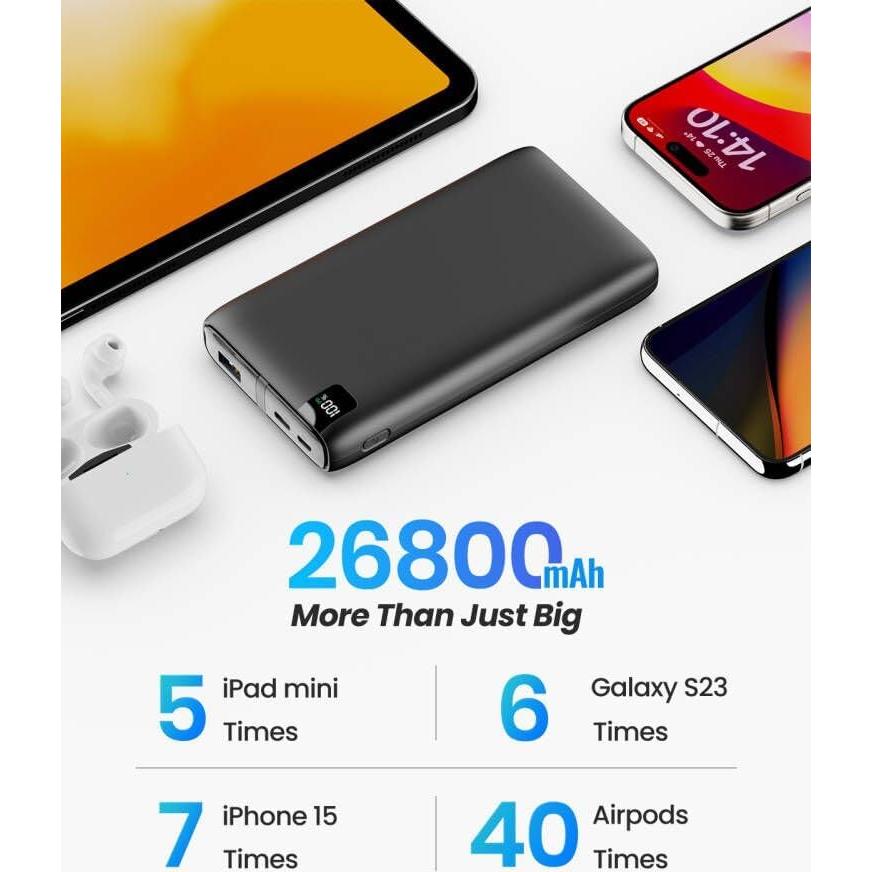 Cargador Portátil SOARAISE 26800mAh 22.5W Carga Rápida USB-C